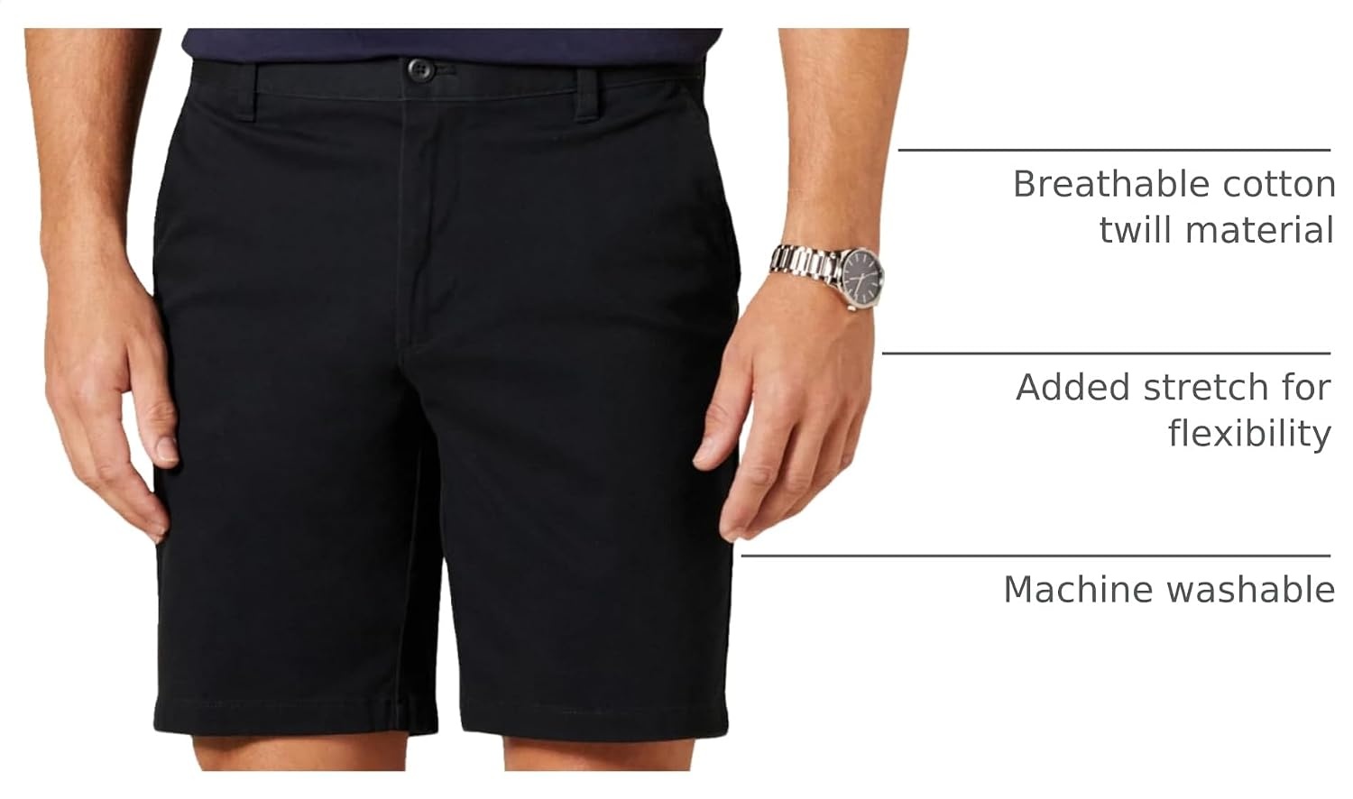 image:imageAmazon Essentials Mens SlimFit 9 Stretch Chino Shorts Midweight Cotton TwillBlack