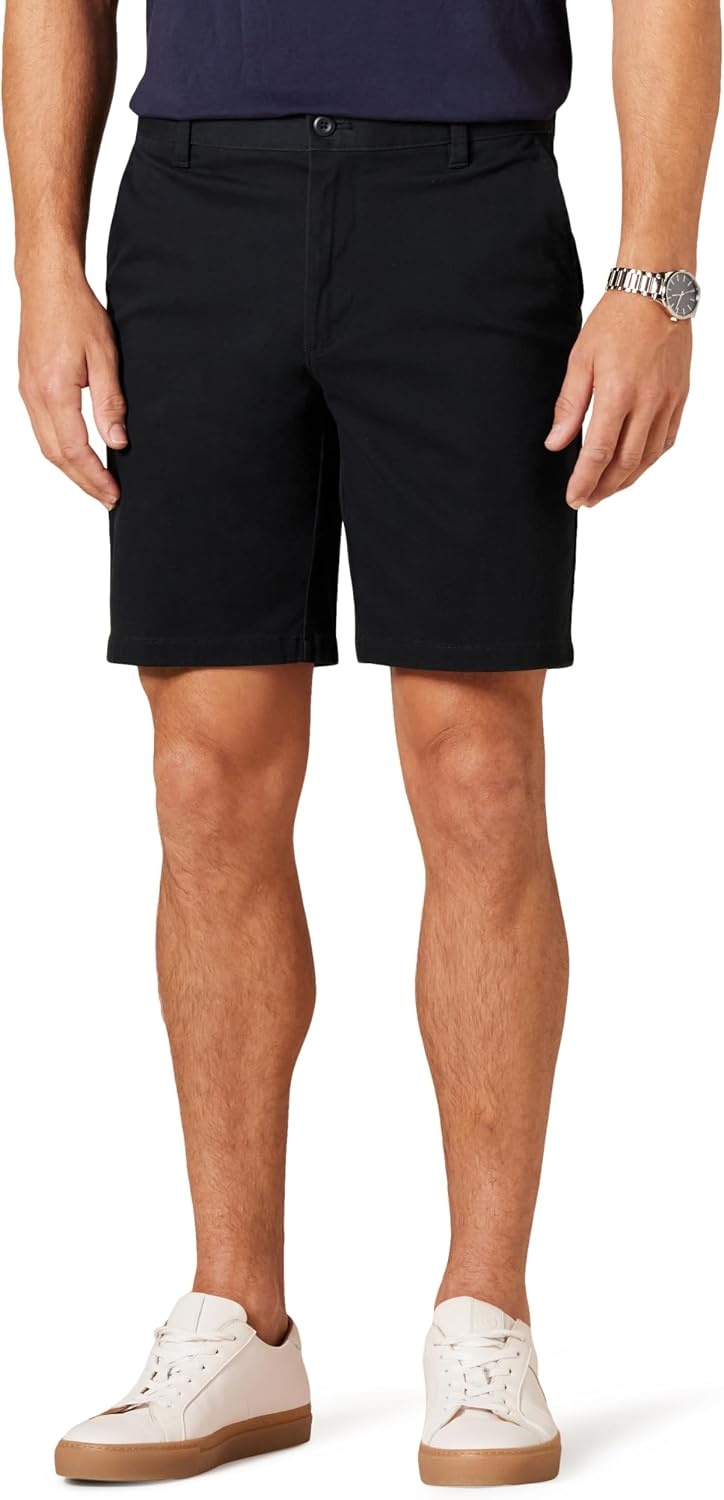 image:imageAmazon Essentials Mens SlimFit 9 Stretch Chino Shorts Midweight Cotton TwillBlack
