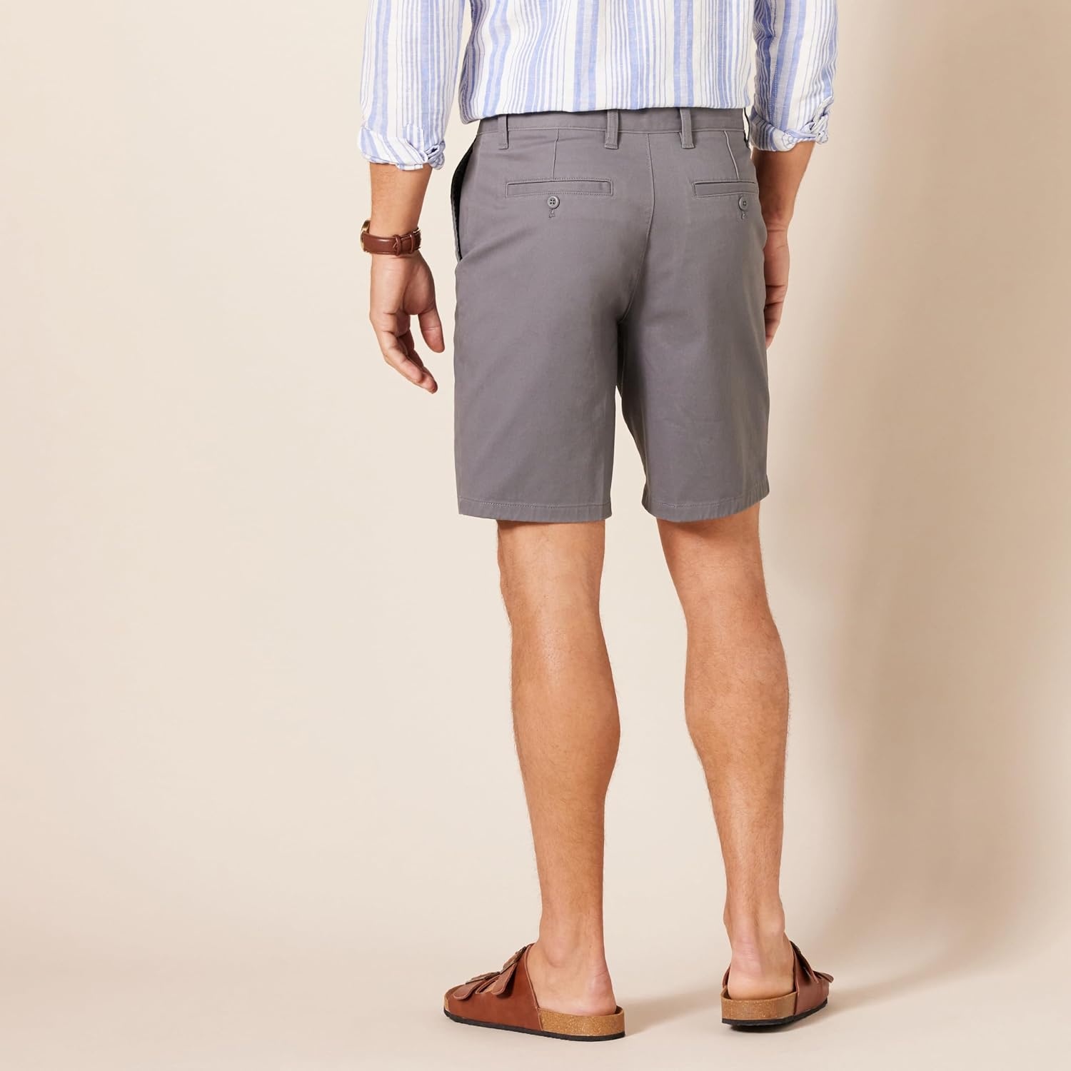 image:imageAmazon Essentials Mens SlimFit 9 Stretch Chino Shorts Midweight Cotton TwillCharcoal