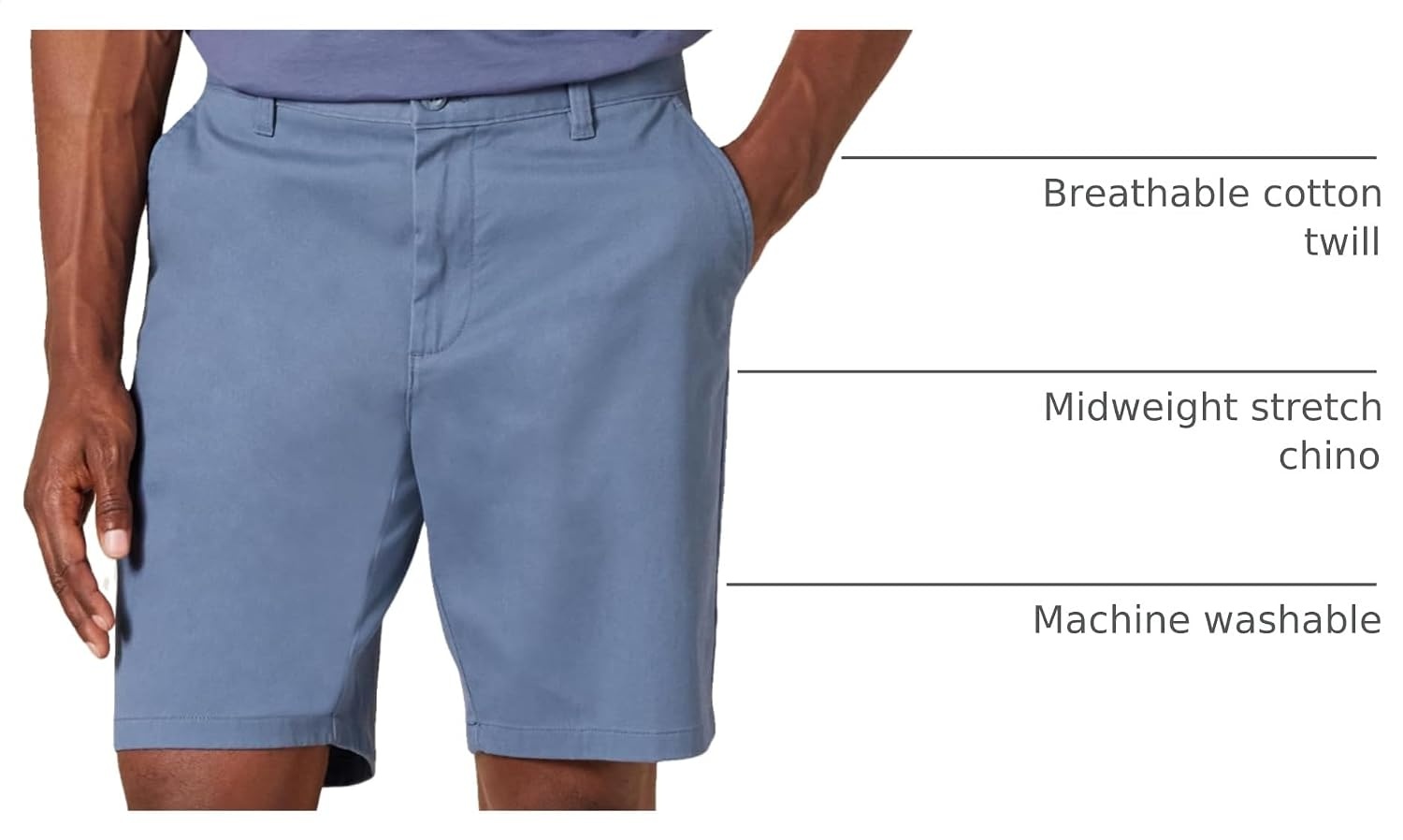 image:imageAmazon Essentials Mens SlimFit 9 Stretch Chino Shorts Midweight Cotton TwillDark Blue