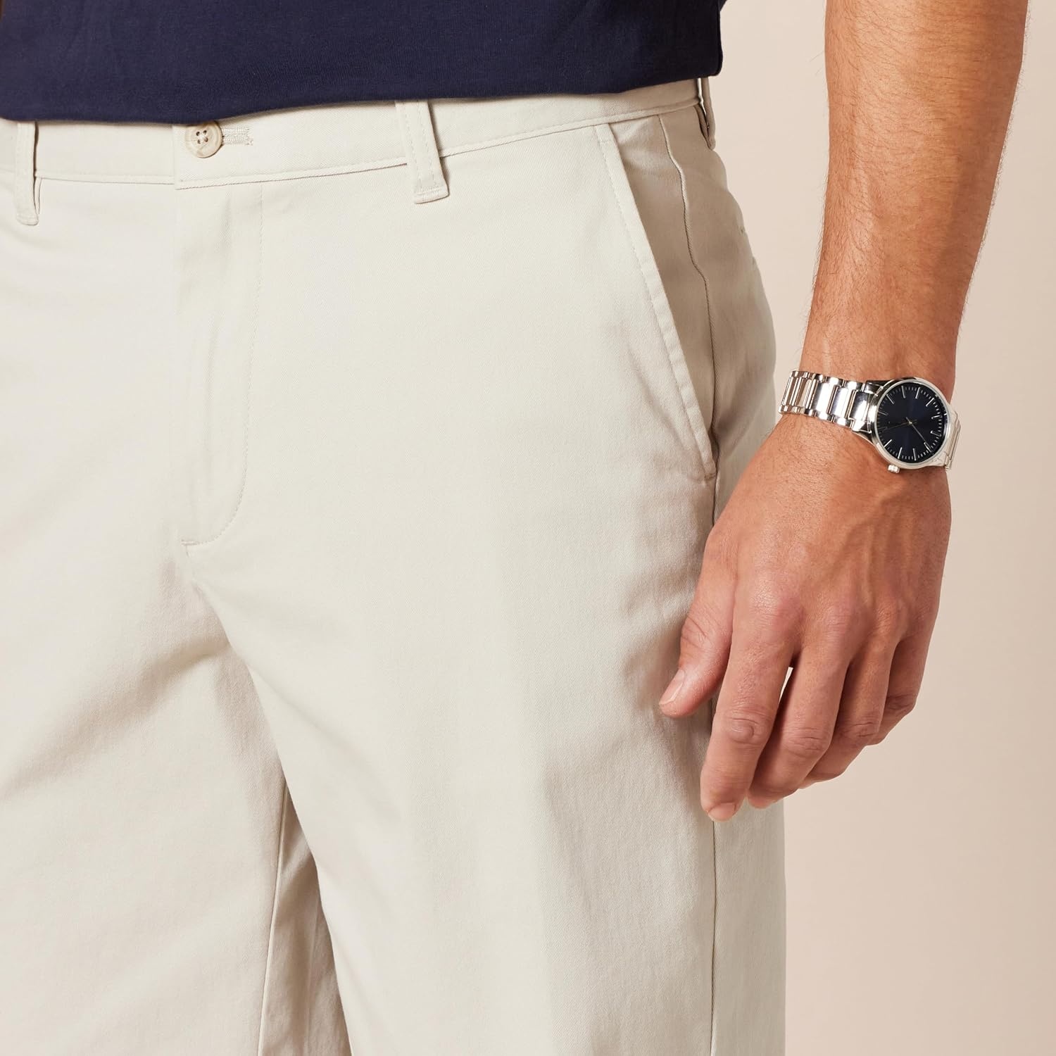 image:imageAmazon Essentials Mens SlimFit 9 Stretch Chino Shorts Midweight Cotton TwillLight Grey