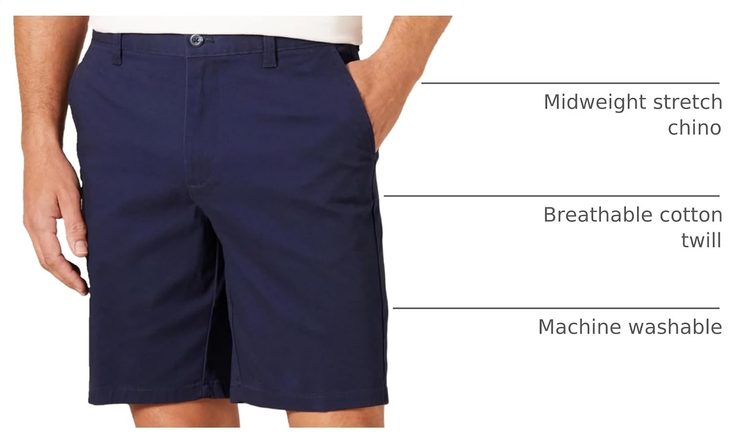 image:imageAmazon Essentials Mens SlimFit 9 Stretch Chino Shorts Midweight Cotton TwillNavy