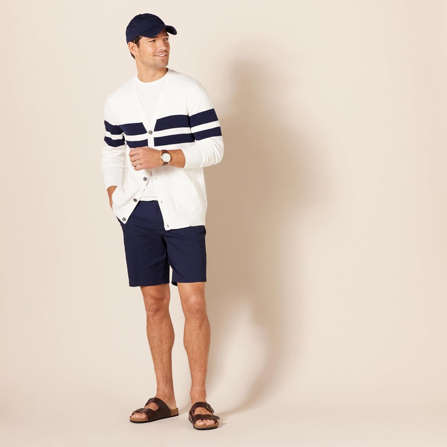 image:imageAmazon Essentials Mens SlimFit 9 Stretch Chino Shorts Midweight Cotton TwillNavy