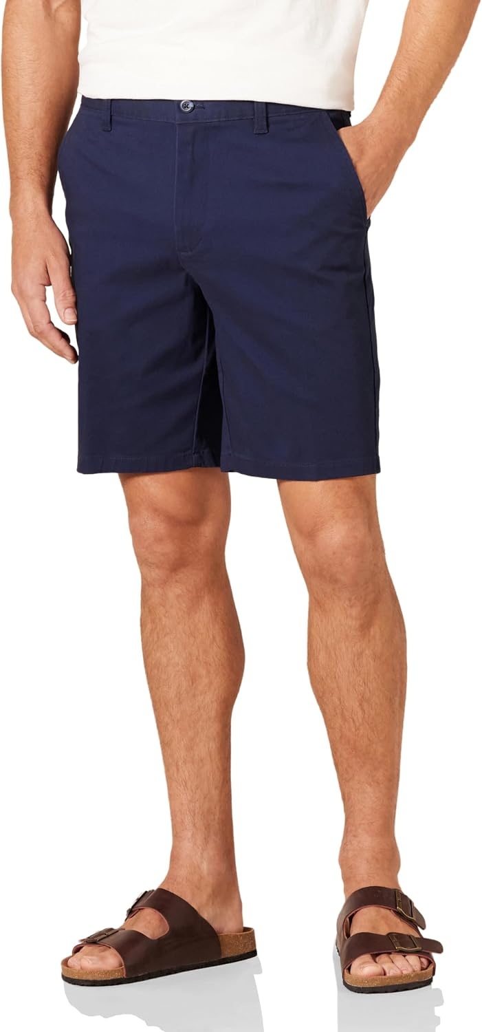 image:imageAmazon Essentials Mens SlimFit 9 Stretch Chino Shorts Midweight Cotton TwillNavy