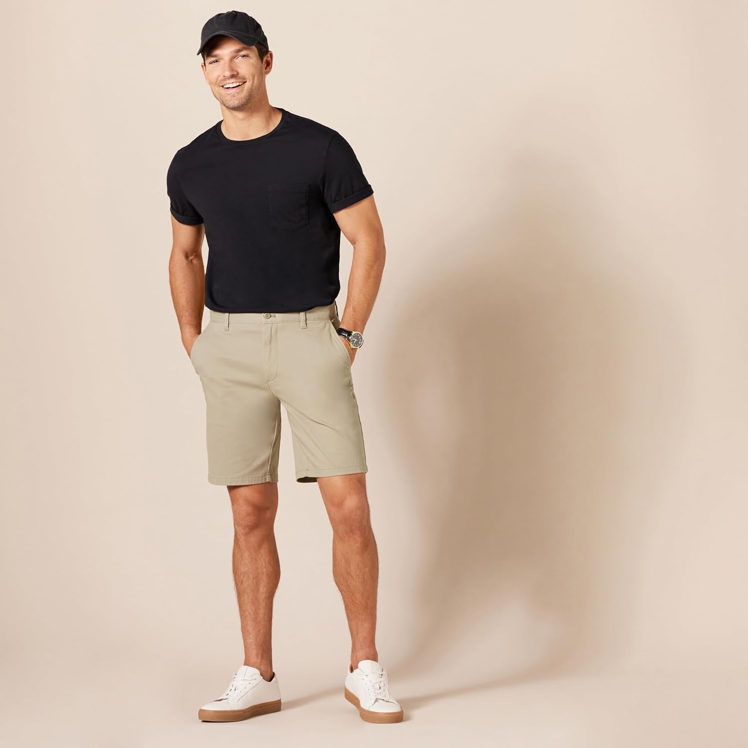 image:imageAmazon Essentials Mens SlimFit 9 Stretch Chino Shorts Midweight Cotton TwillTan