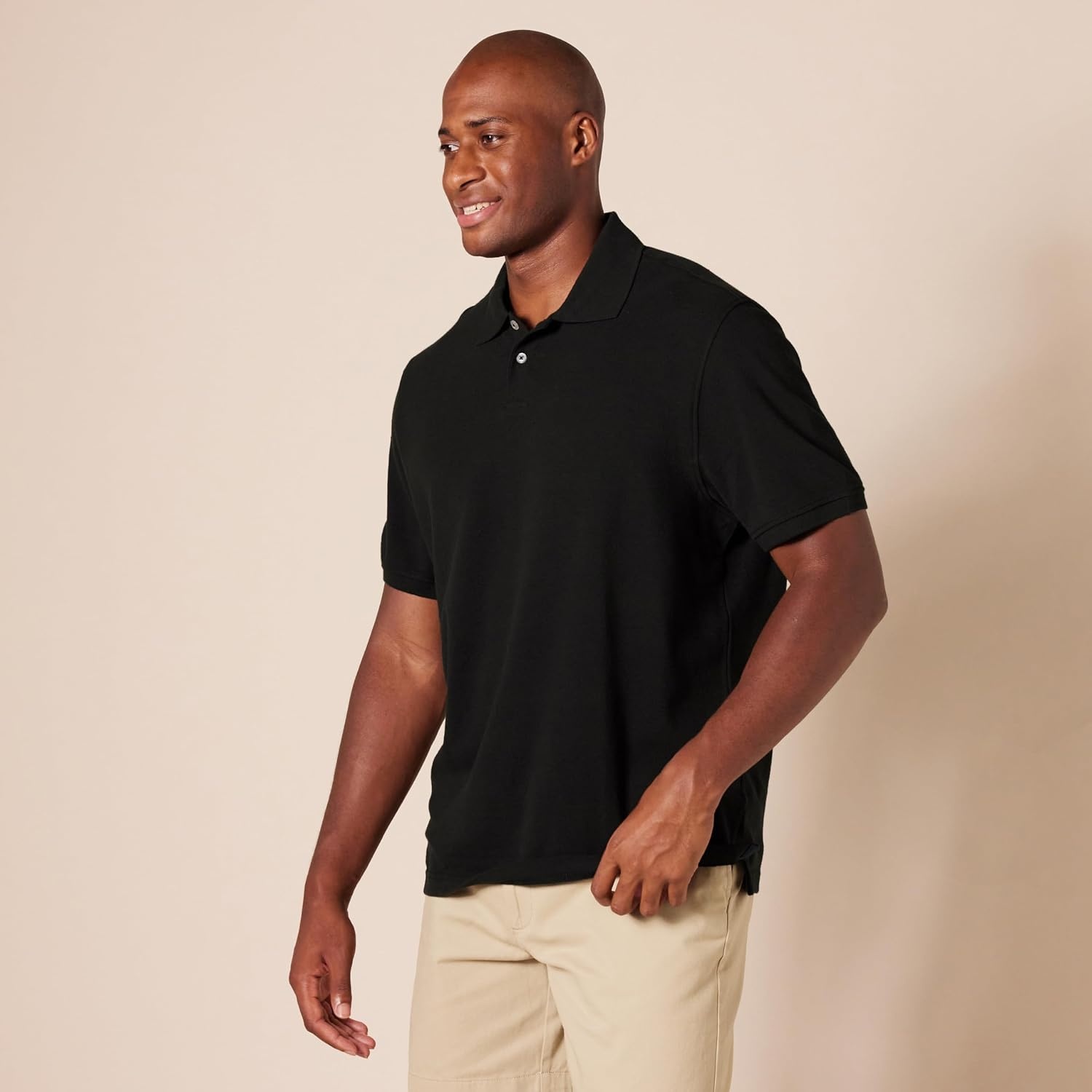 image:imageAmazon Essentials Mens SlimFit ShortSleeve Cotton Pique Polo ShirtBlack