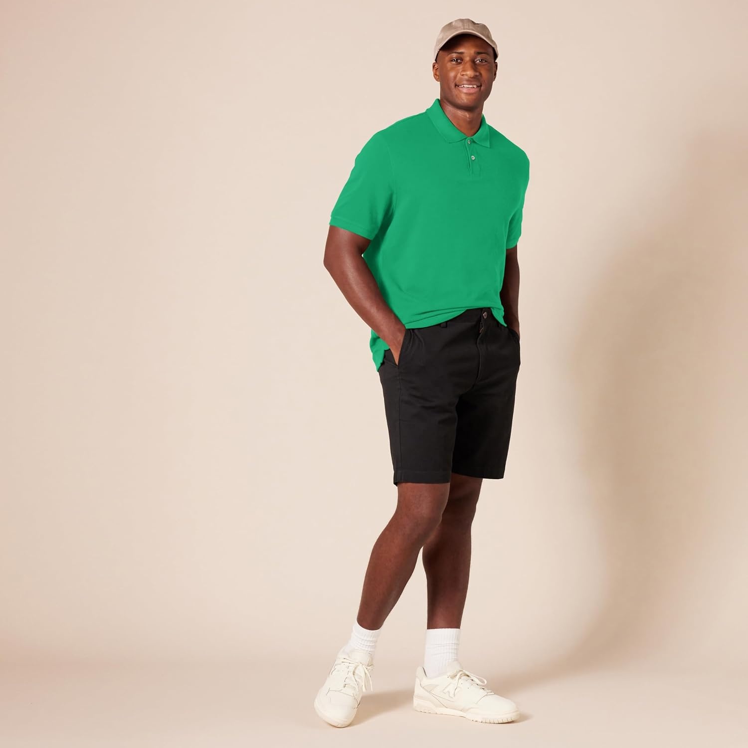 image:imageAmazon Essentials Mens SlimFit ShortSleeve Cotton Pique Polo ShirtGreen
