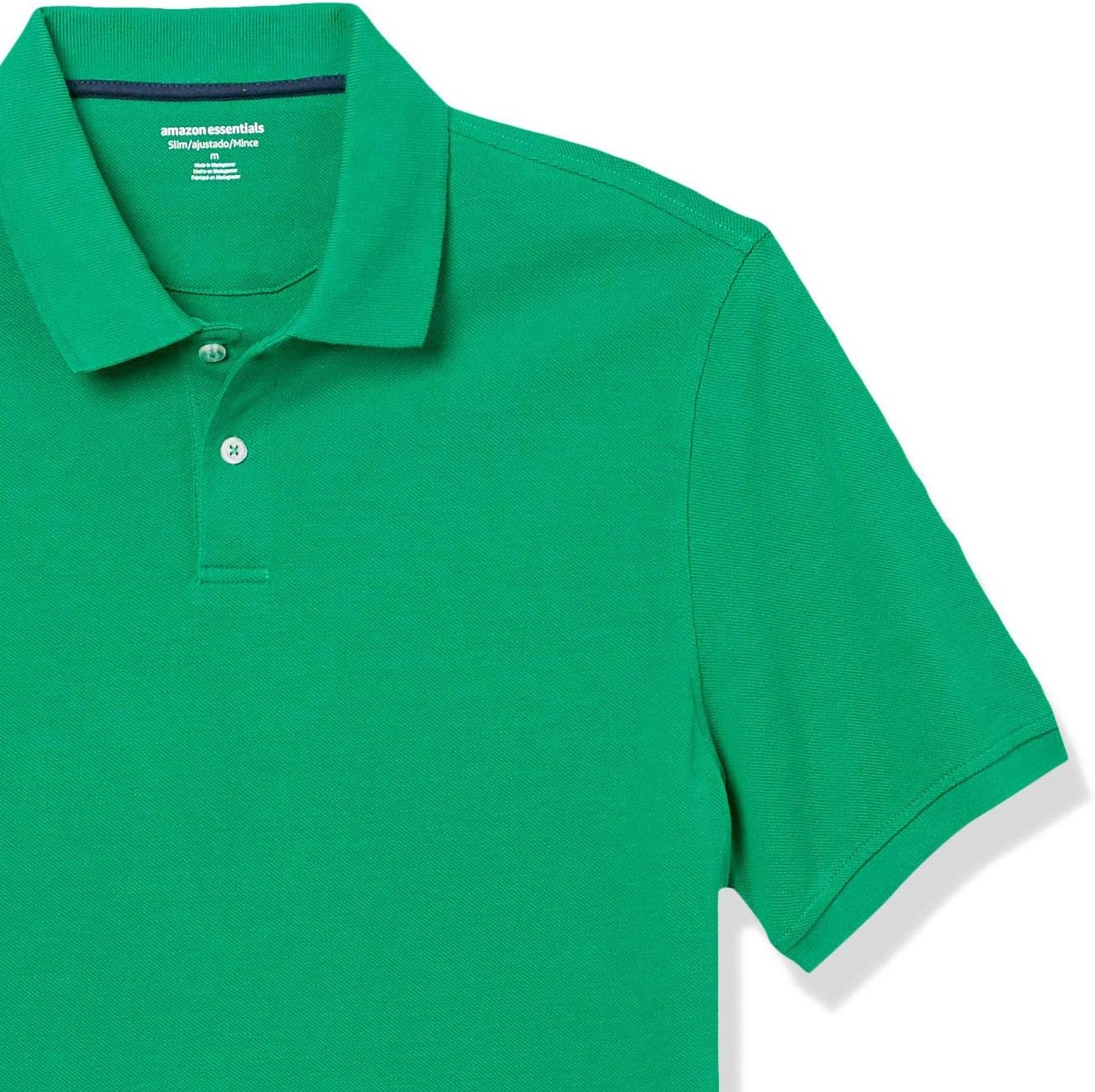 image:imageAmazon Essentials Mens SlimFit ShortSleeve Cotton Pique Polo ShirtGreen