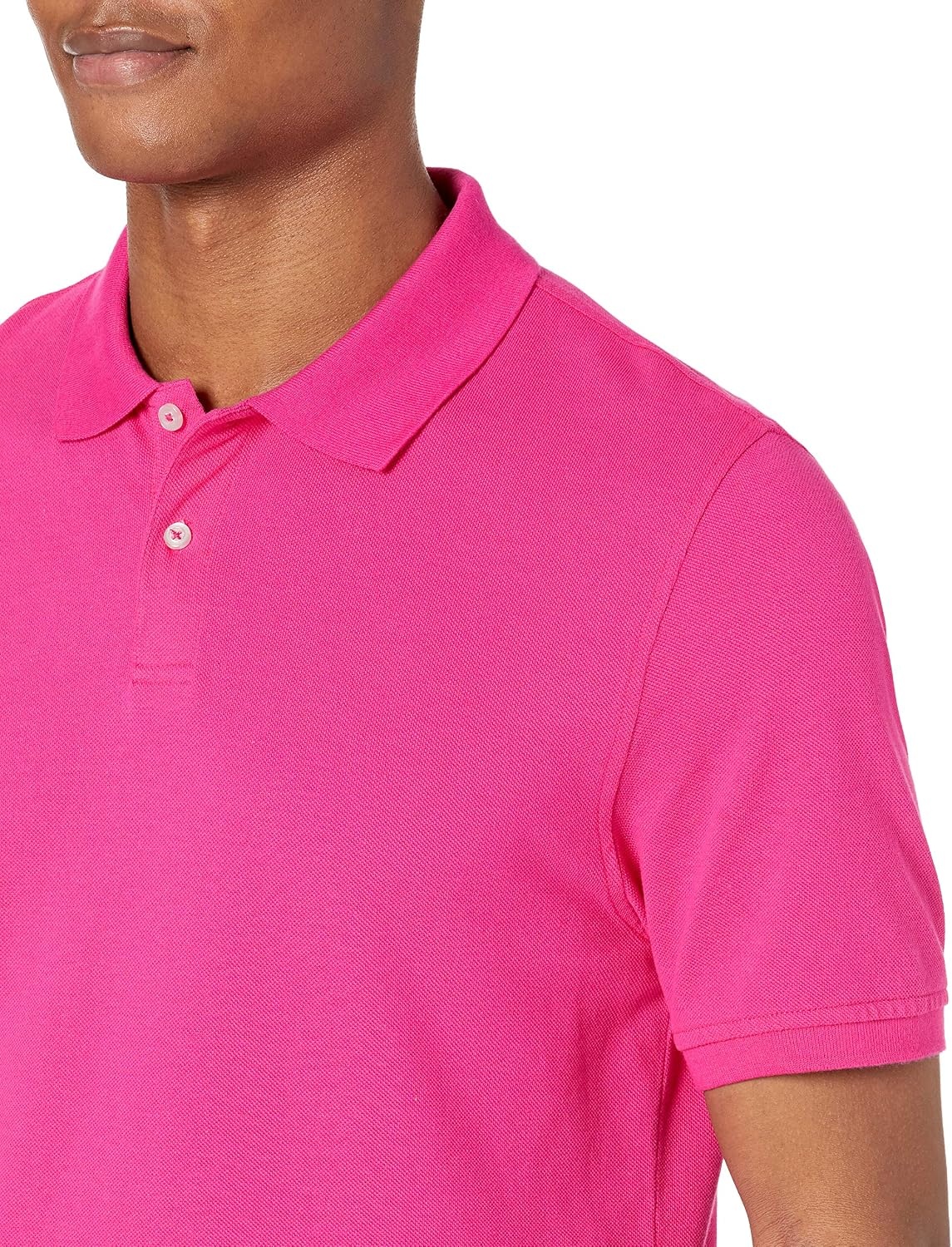 image:imageAmazon Essentials Mens SlimFit ShortSleeve Cotton Pique Polo ShirtHot Pink