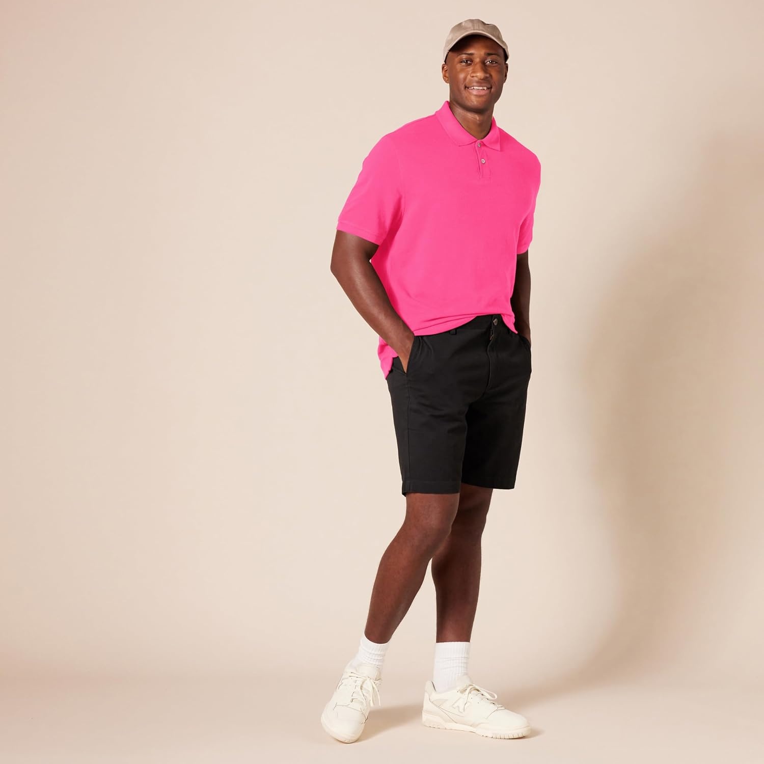 image:imageAmazon Essentials Mens SlimFit ShortSleeve Cotton Pique Polo ShirtHot Pink