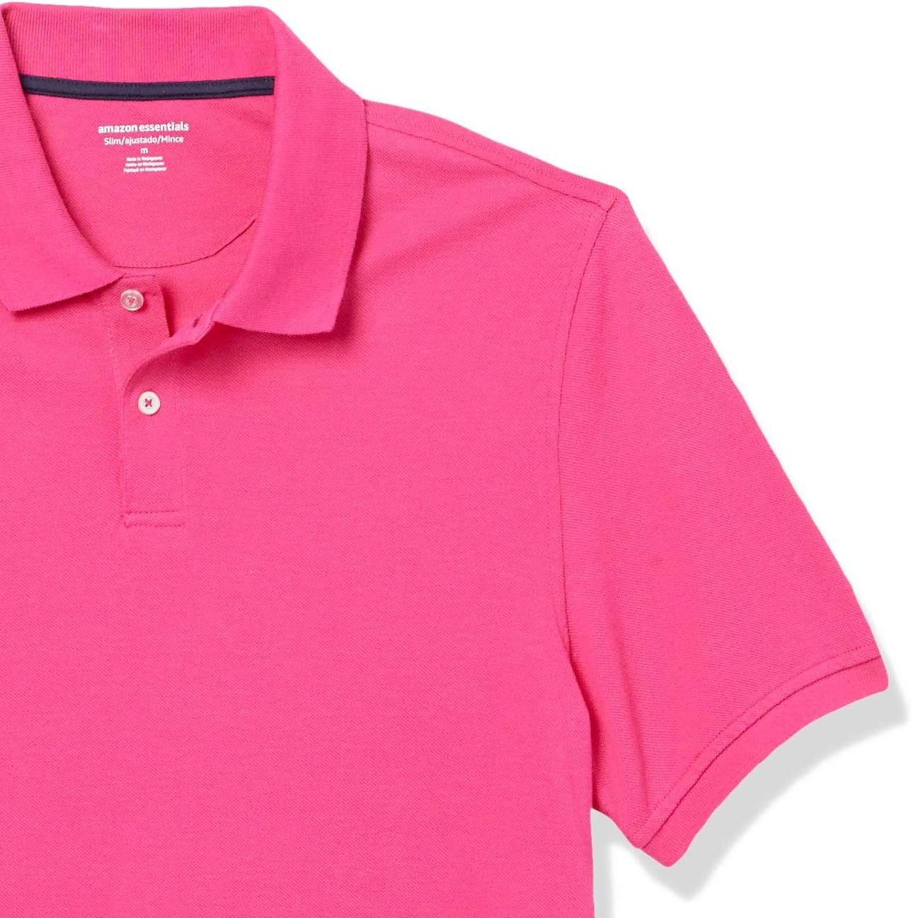 image:imageAmazon Essentials Mens SlimFit ShortSleeve Cotton Pique Polo ShirtHot Pink
