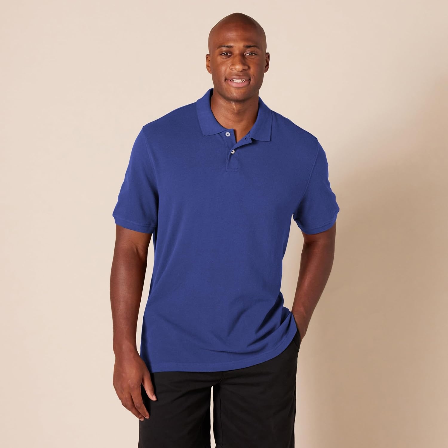 image:imageAmazon Essentials Mens SlimFit ShortSleeve Cotton Pique Polo ShirtNavy