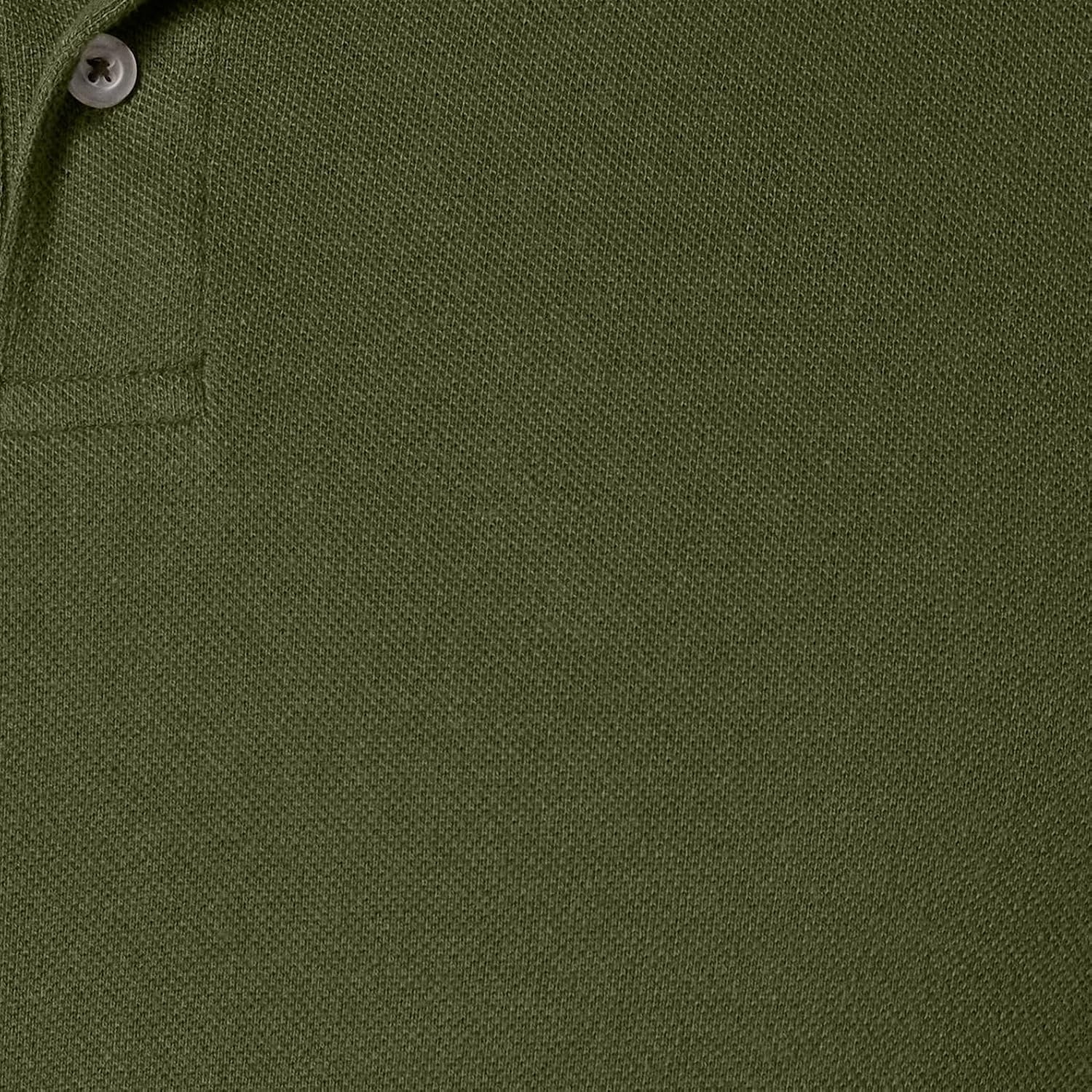 image:imageAmazon Essentials Mens SlimFit ShortSleeve Cotton Pique Polo ShirtOlive