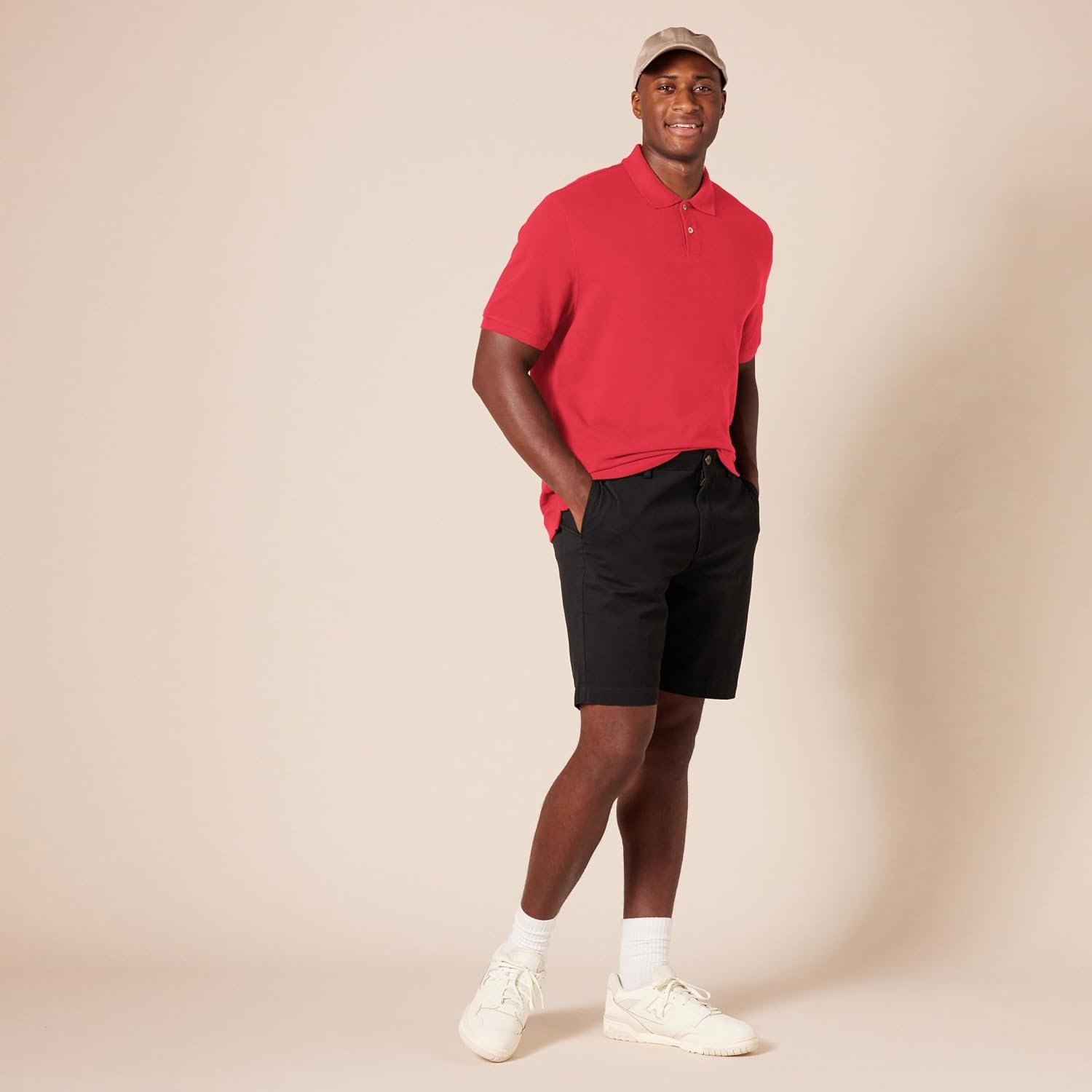 image:imageAmazon Essentials Mens SlimFit ShortSleeve Cotton Pique Polo ShirtRed