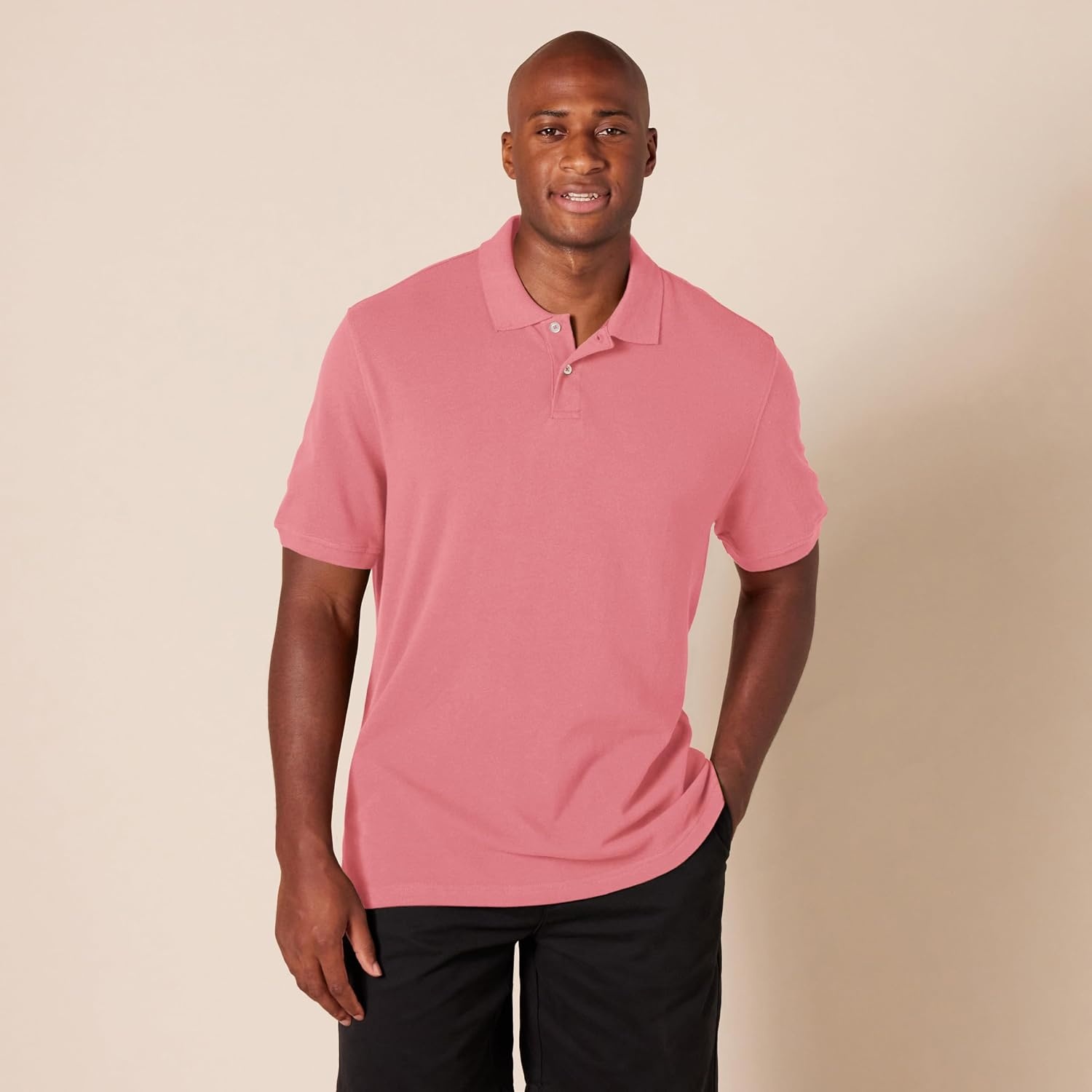 image:imageAmazon Essentials Mens SlimFit ShortSleeve Cotton Pique Polo ShirtWashed Red