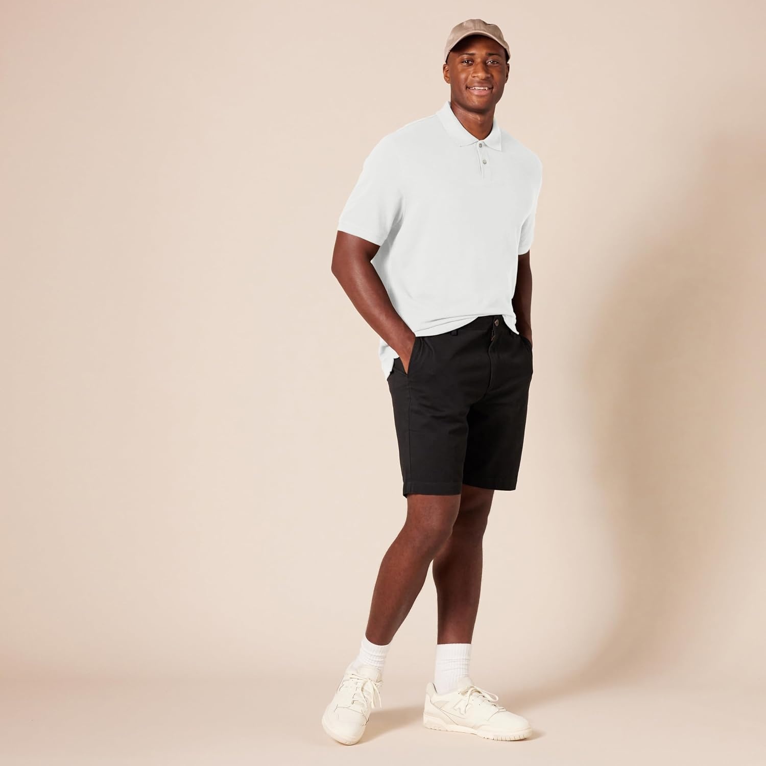 image:imageAmazon Essentials Mens SlimFit ShortSleeve Cotton Pique Polo ShirtWhite