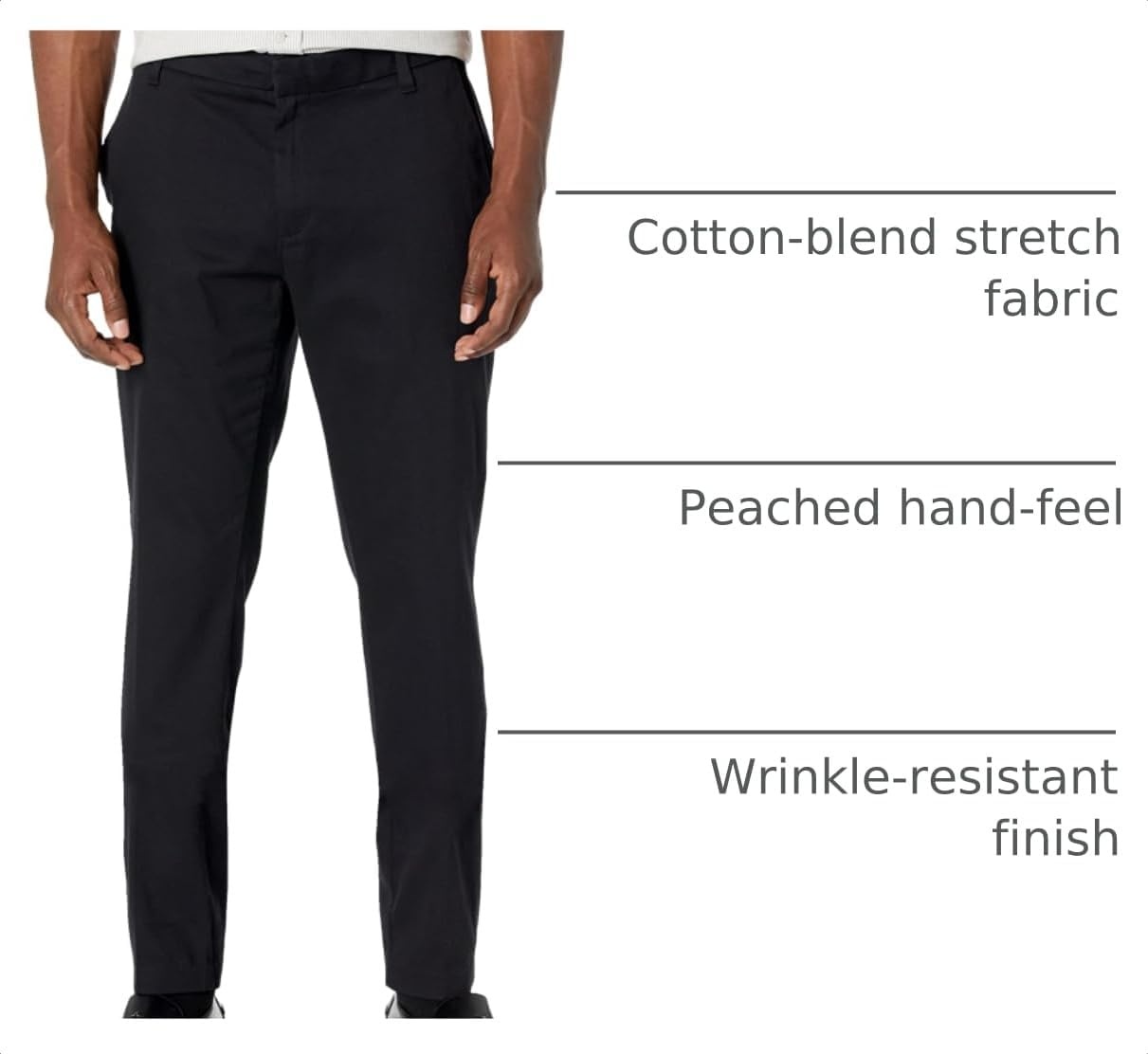 image:imageAmazon Essentials Mens SlimFit WrinkleResistant FlatFront Stretch Chino PantBlack