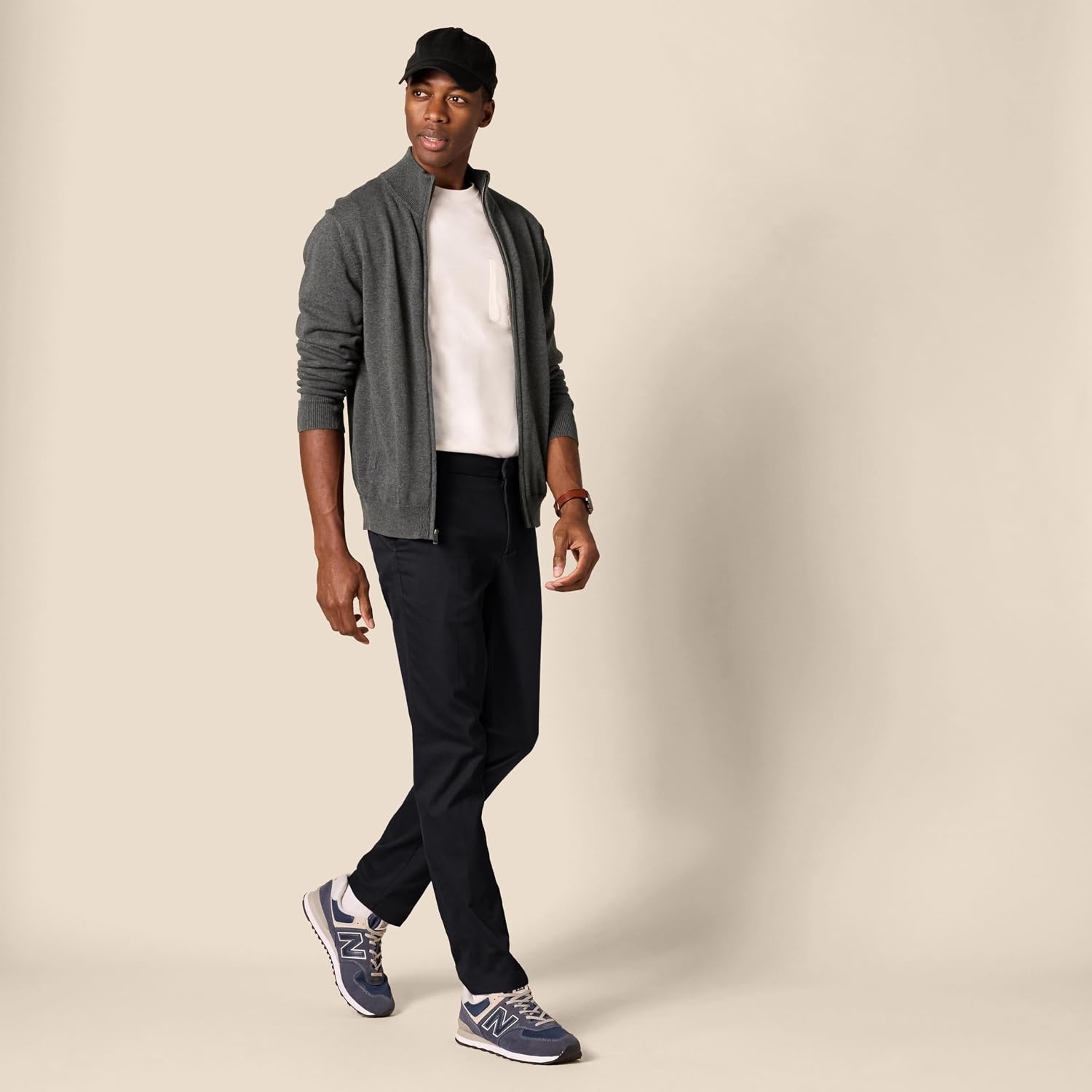 image:imageAmazon Essentials Mens SlimFit WrinkleResistant FlatFront Stretch Chino PantBlack