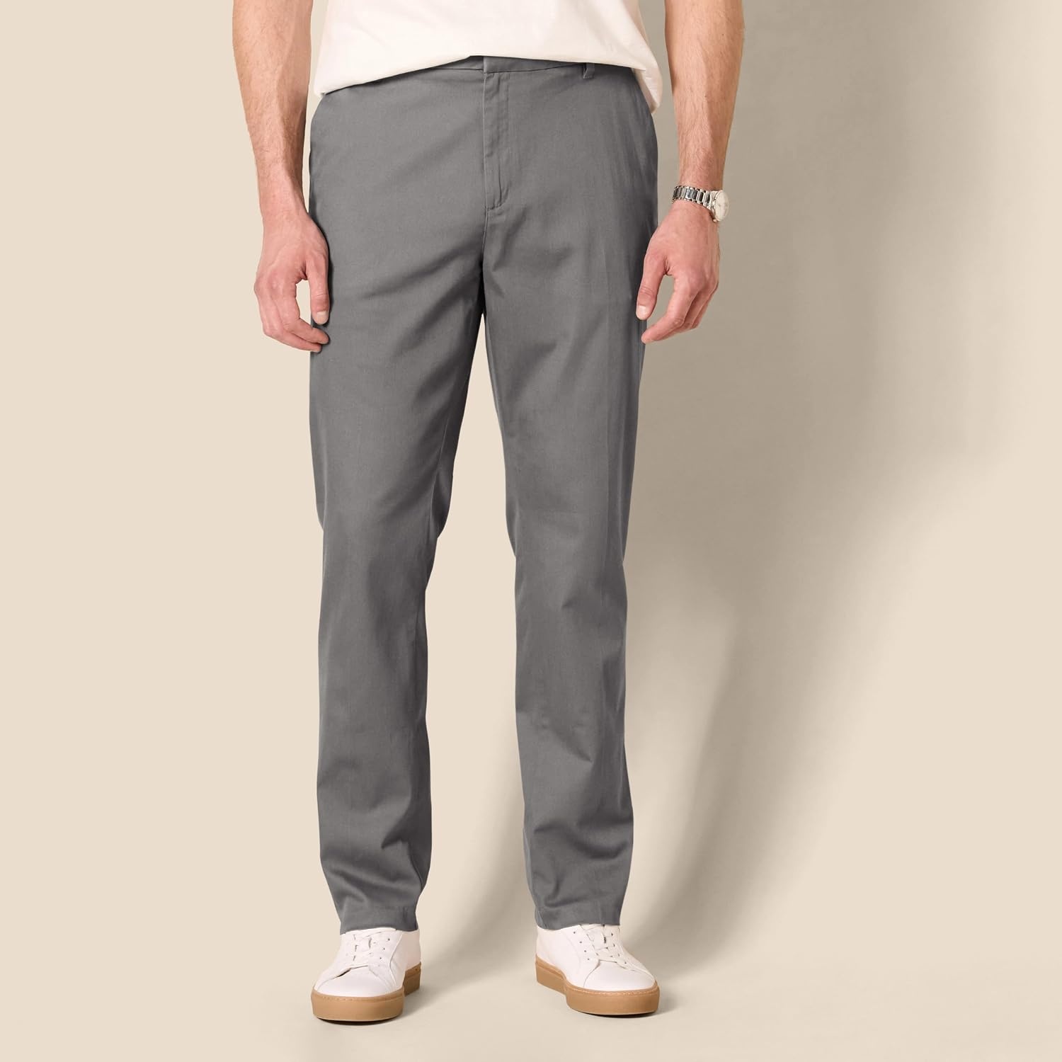 image:imageAmazon Essentials Mens SlimFit WrinkleResistant FlatFront Stretch Chino PantCharcoal