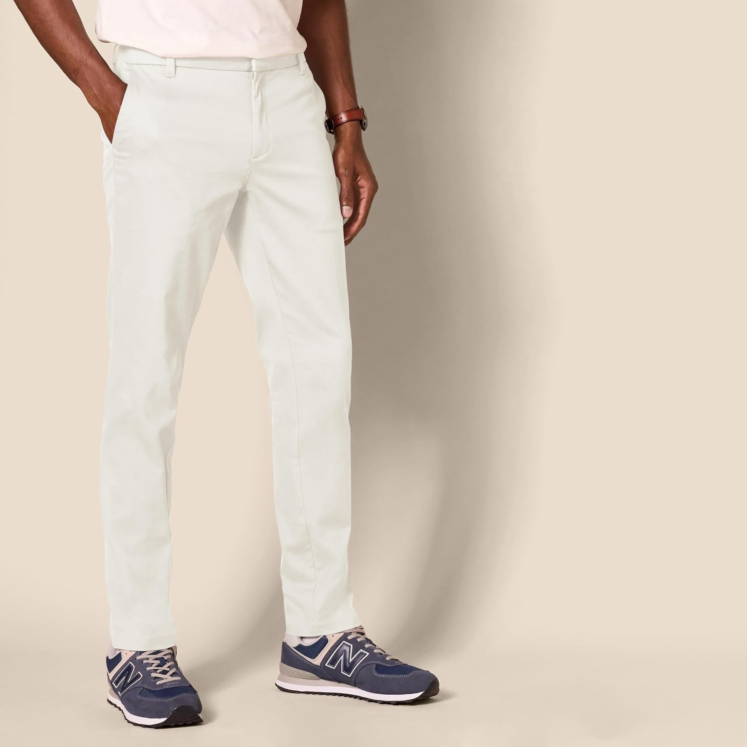 image:imageAmazon Essentials Mens SlimFit WrinkleResistant FlatFront Stretch Chino PantStone