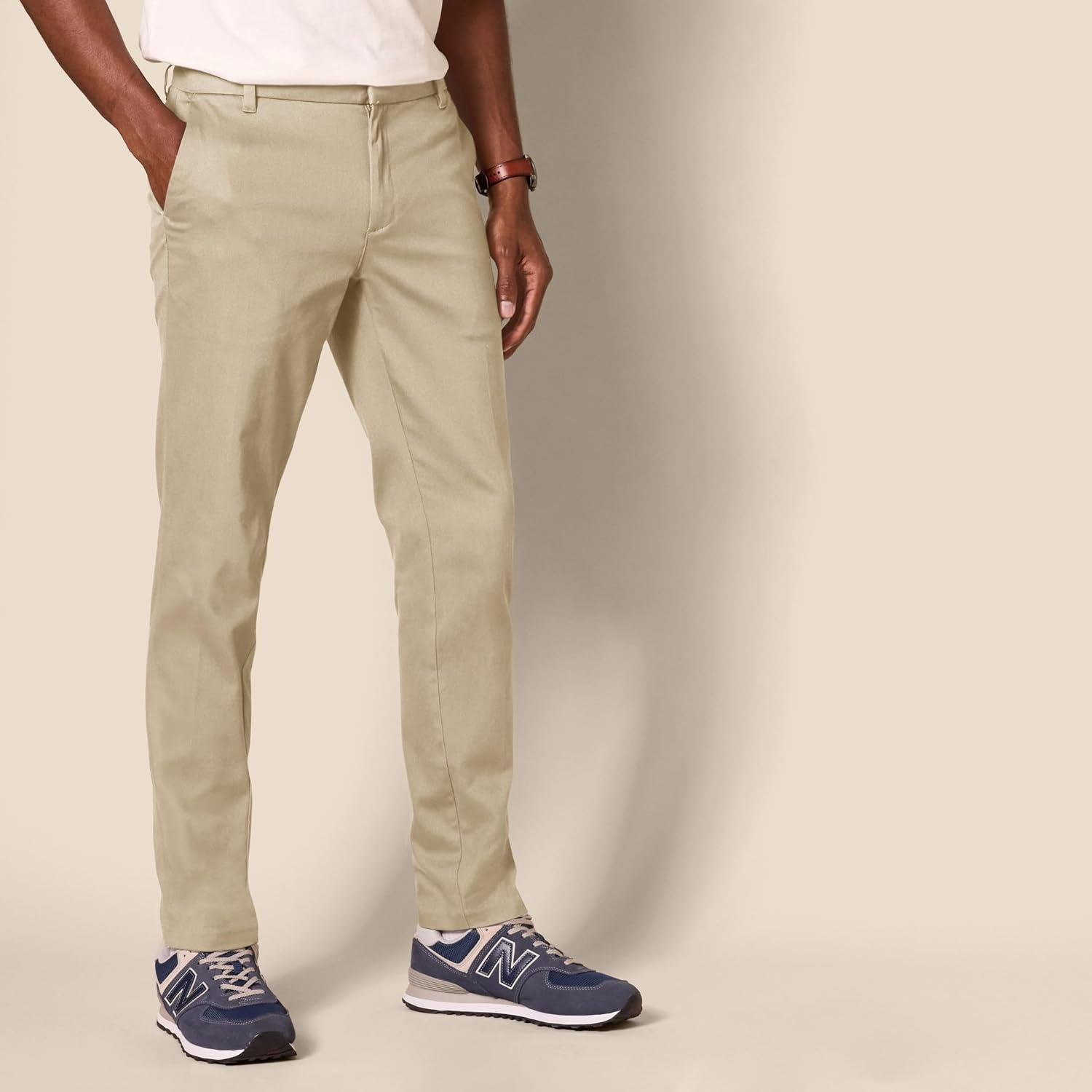 image:imageAmazon Essentials Mens SlimFit WrinkleResistant FlatFront Stretch Chino PantTan