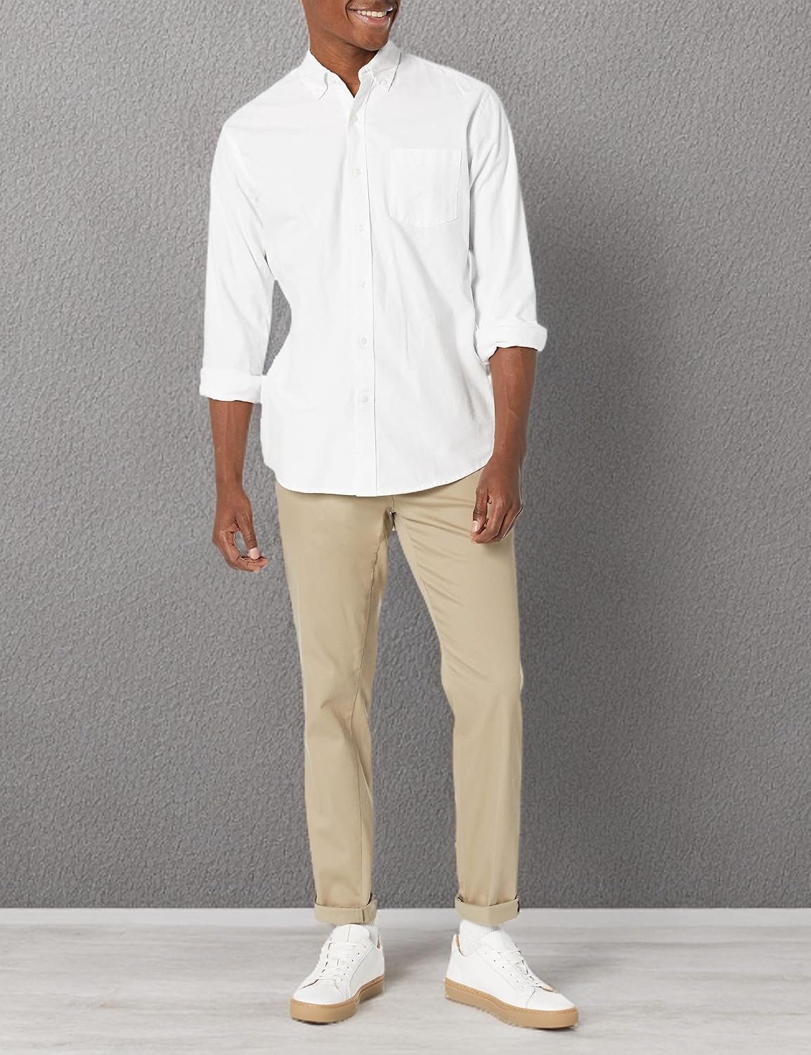 image:imageAmazon Essentials Mens SlimFit WrinkleResistant FlatFront Stretch Chino PantTan