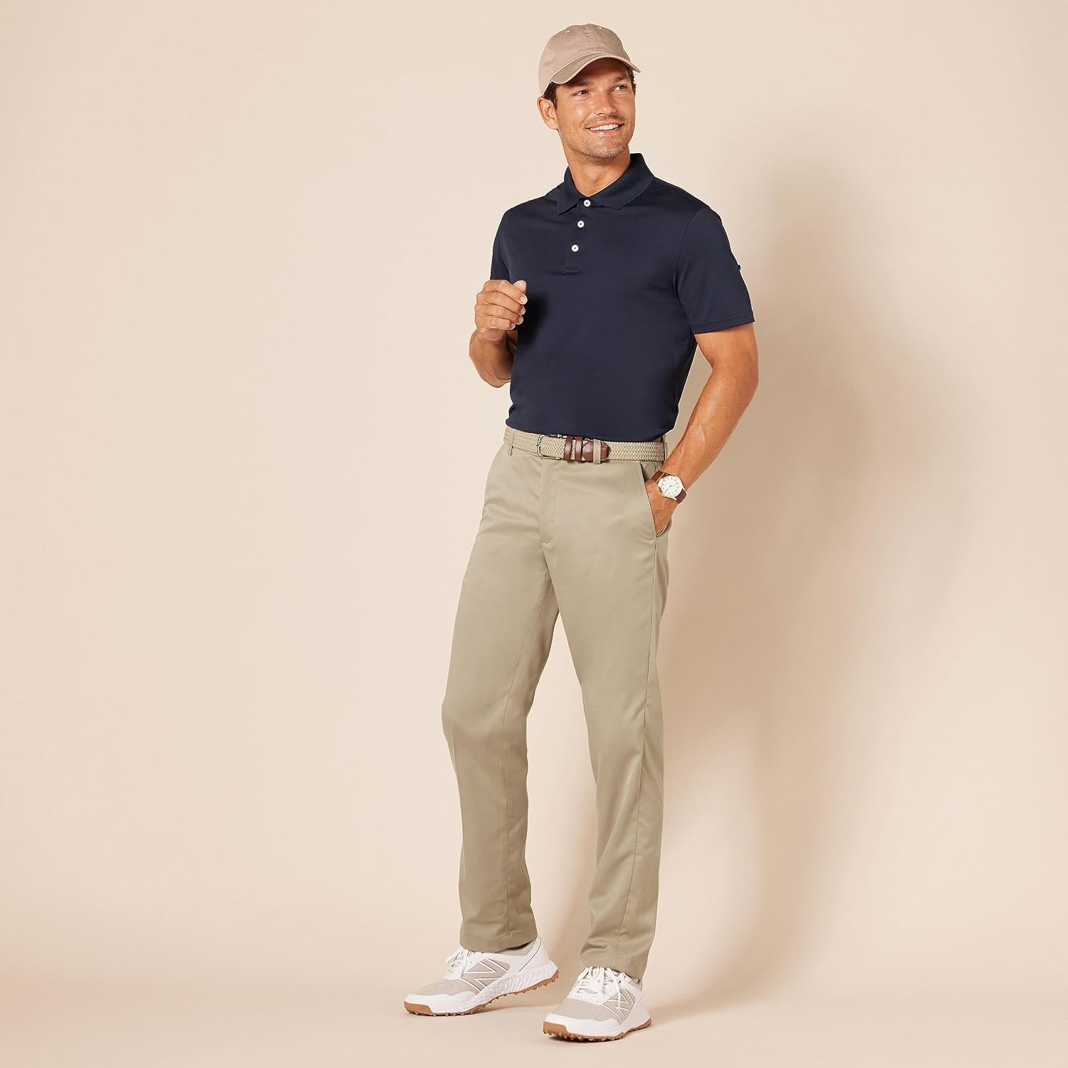 image:imageAmazon Essentials Mens StraightFit AllDay Stretch Golf PantKhaki Brown