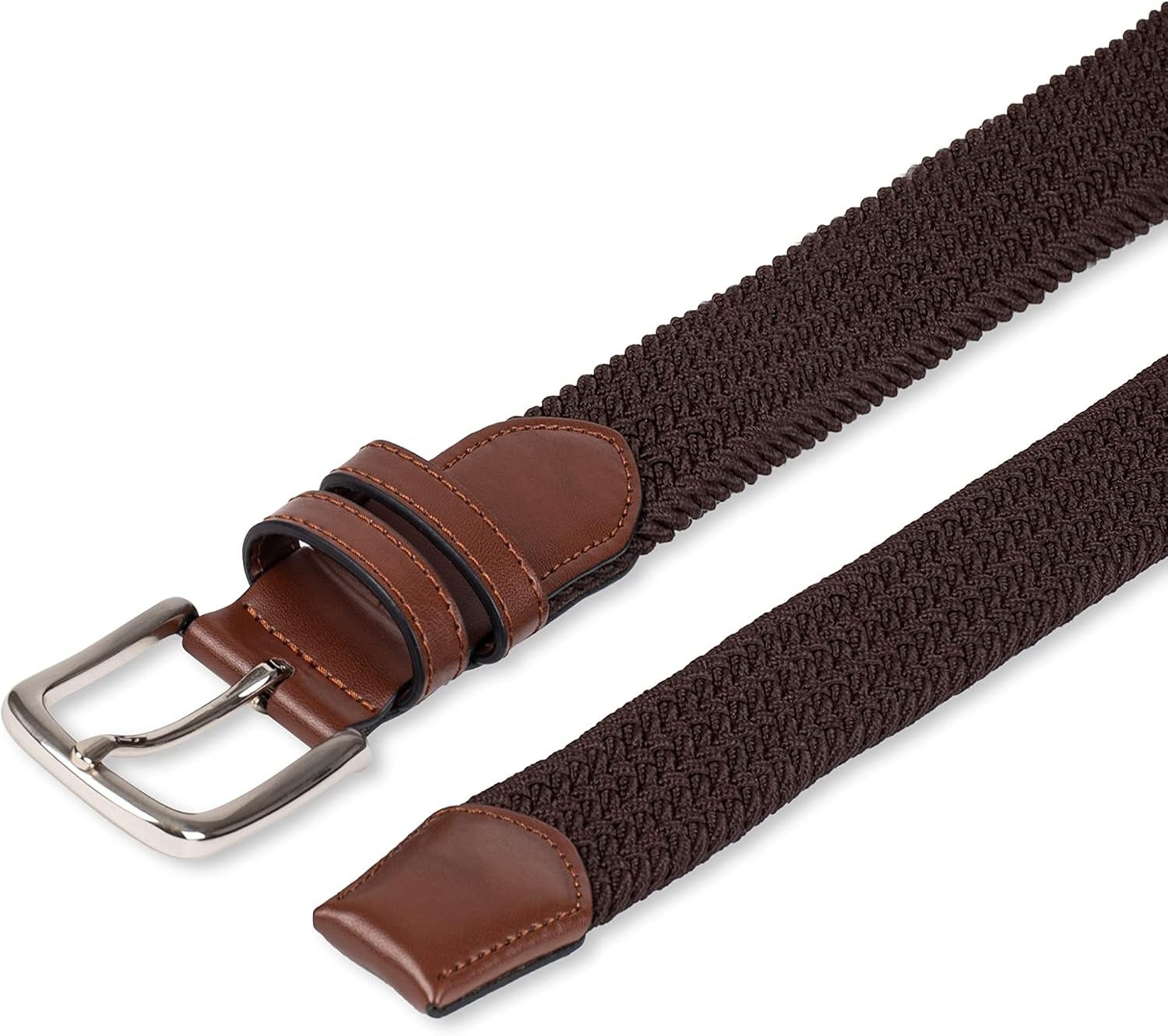 image:imageAmazon Essentials Mens Stretch Woven Braid Belt with Metal BuckleDeep Brown