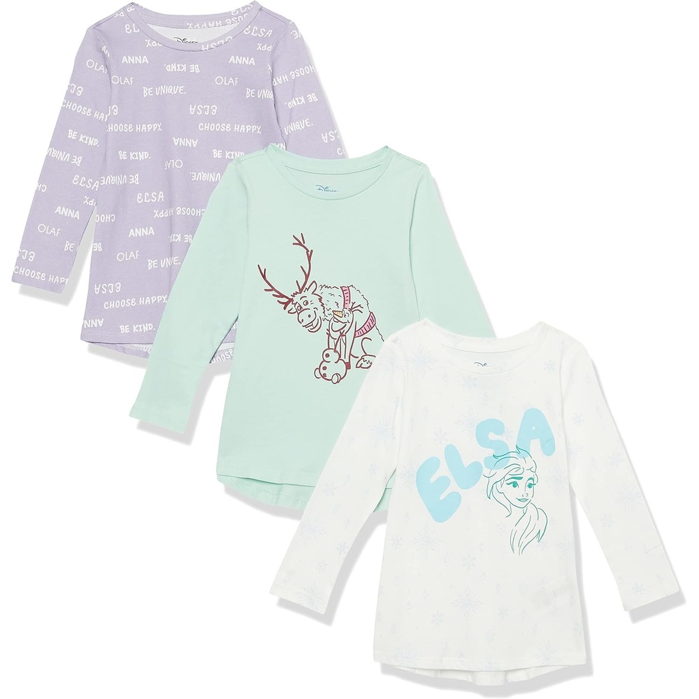 image:imageAmazon Essentials Disney Marvel Star Wars Frozen Princess Girls LongSleeve Tunic TShirts3pack Frozen Friends