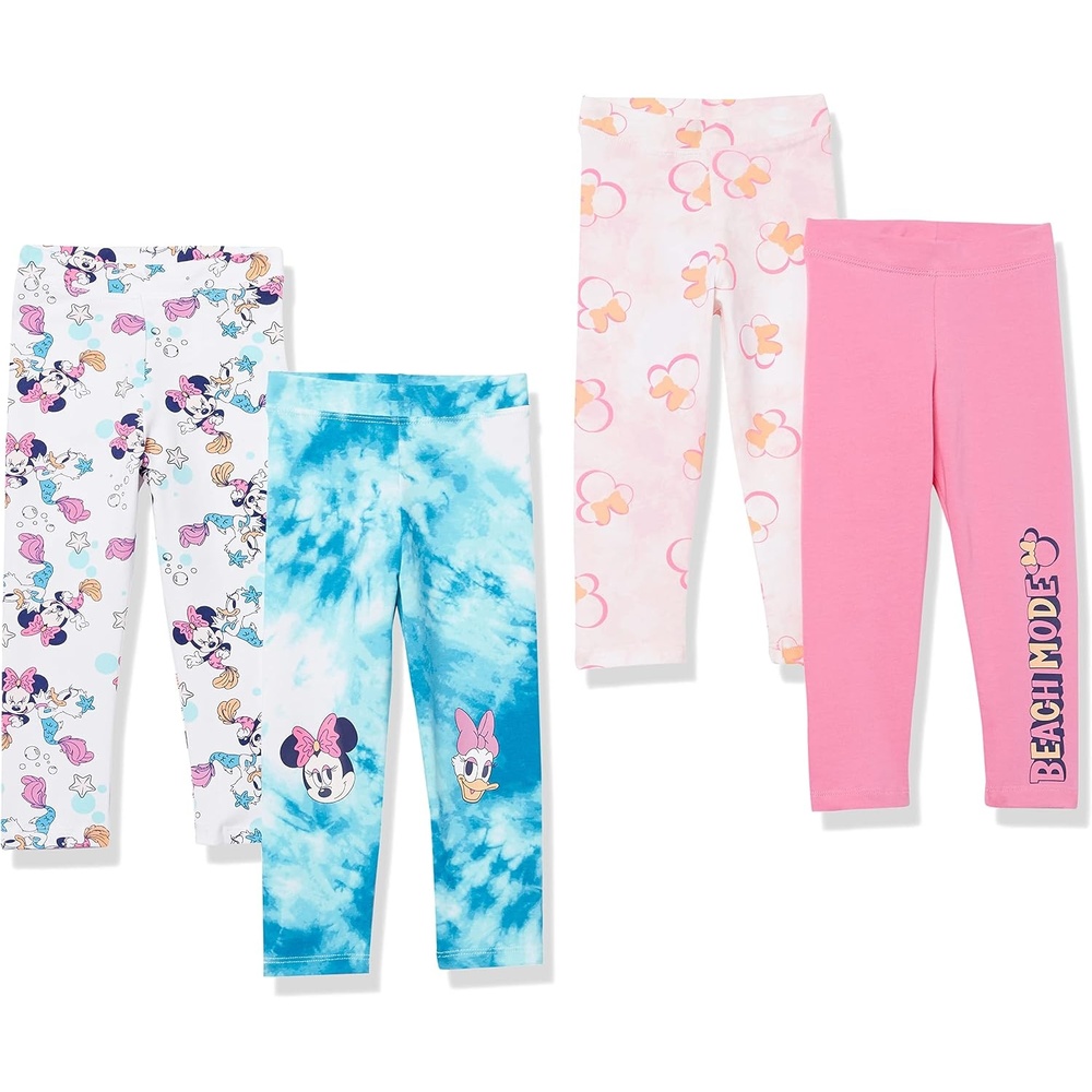 image:imageAmazon Essentials Disney Marvel Star Wars Frozen Princess Girls and Toddlers Cotton Stretch Leggings MultipacksMinnieBeach