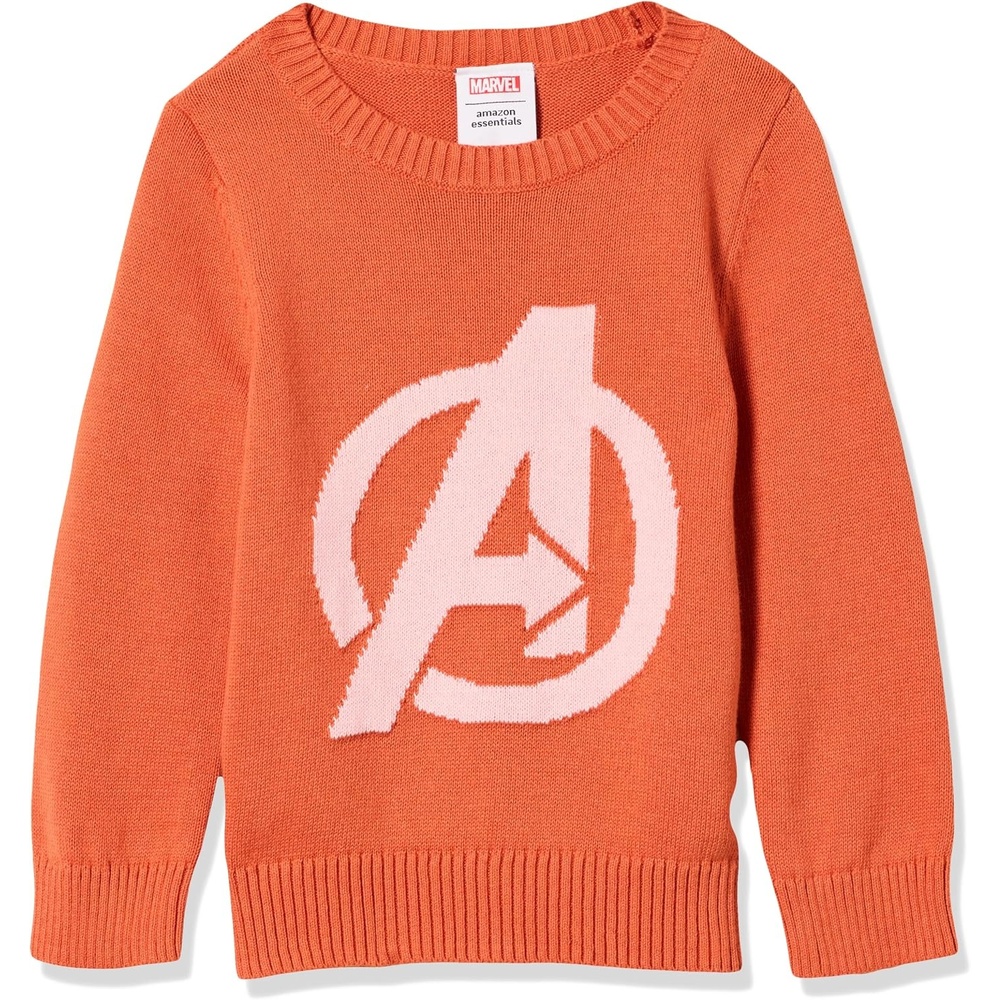 image:imageAmazon Essentials Disney Marvel Star Wars Princess Girls and Toddlers Crewneck Cotton SweaterAvengers Logo Girls