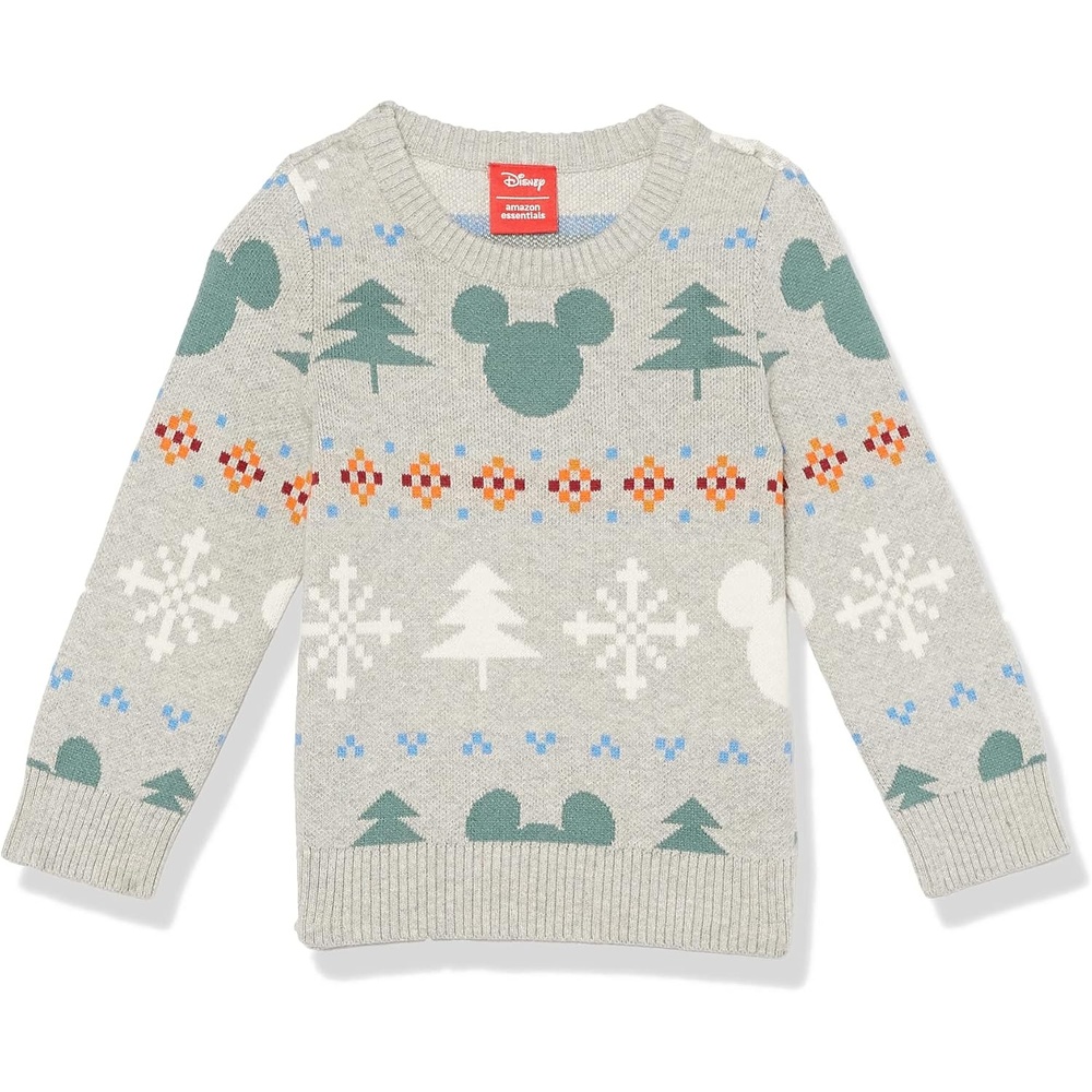 image:imageAmazon Essentials Disney  Marvel  Star Wars  Princess Girls and Toddlers Crewneck Cotton SweaterMickey Fair Isle  Girls
