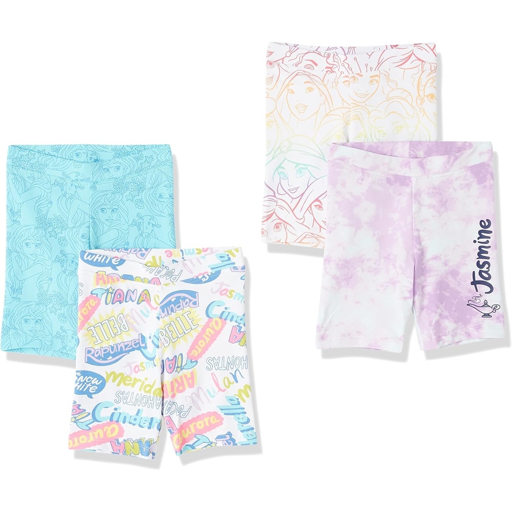 image:imageAmazon Essentials Disney Marvel Star Wars Girls and Toddlers Bike Shorts Discontinued Colors Pack of 44pack Princess Scribble
