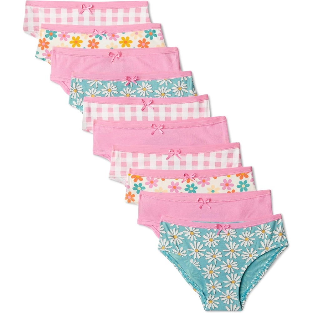 image:imageAmazon Essentials Girls Cotton Jersey Bikini UnderwearGingham Flower Pink