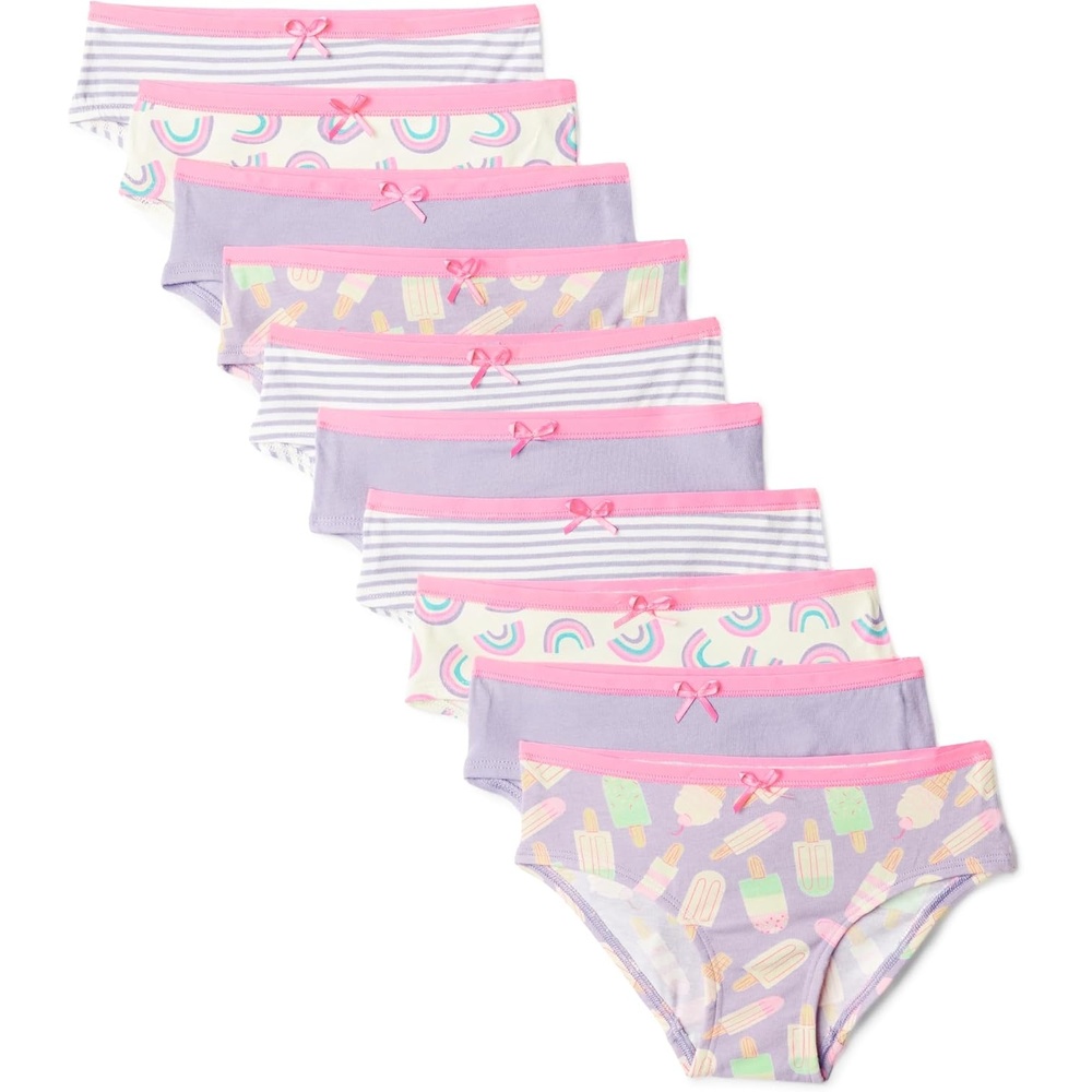 image:imageAmazon Essentials Girls Cotton Jersey Bikini UnderwearLilac Rainbow Stripes