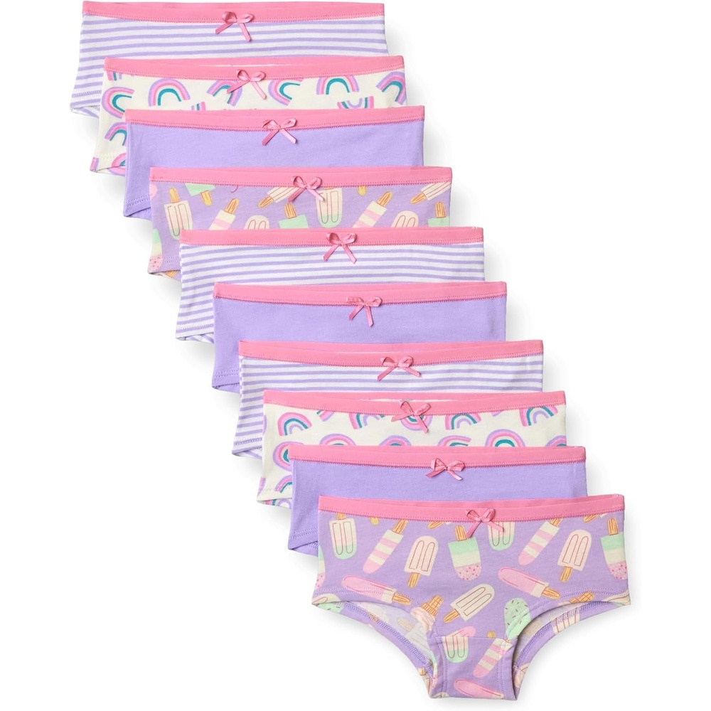 image:imageAmazon Essentials Girls Cotton Jersey Hipster UnderwearLilac Rainbow Stripes