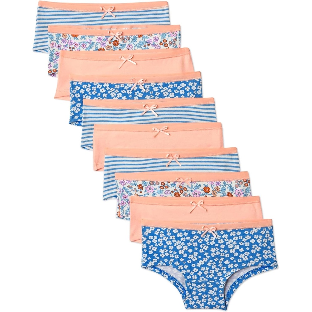 image:imageAmazon Essentials Girls Cotton Jersey Hipster UnderwearPeach Flower Stripes