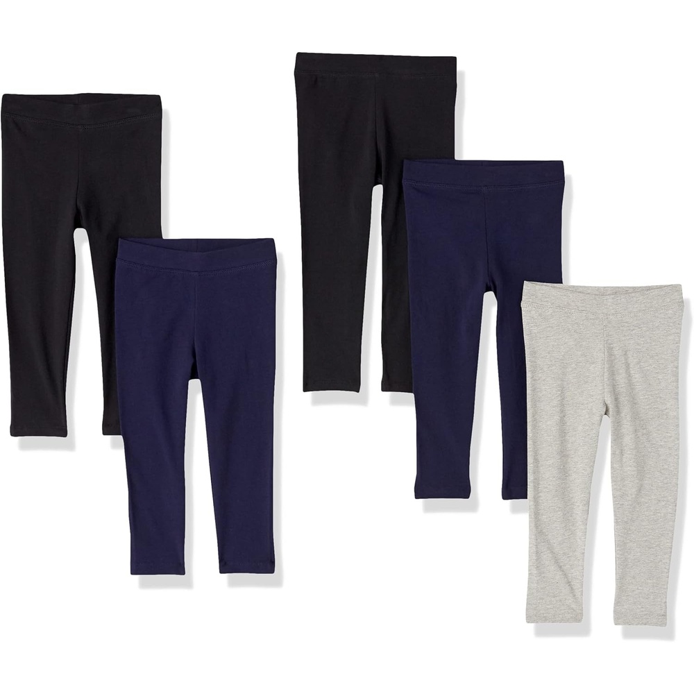 image:imageAmazon Essentials Girls Cotton Stretch Leggings Multipacks5pack BlackNavyHeather Grey