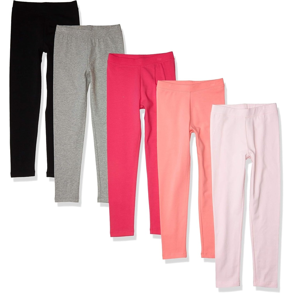 image:imageAmazon Essentials Girls Cotton Stretch Leggings Multipacks5pack BlackPinkGrey