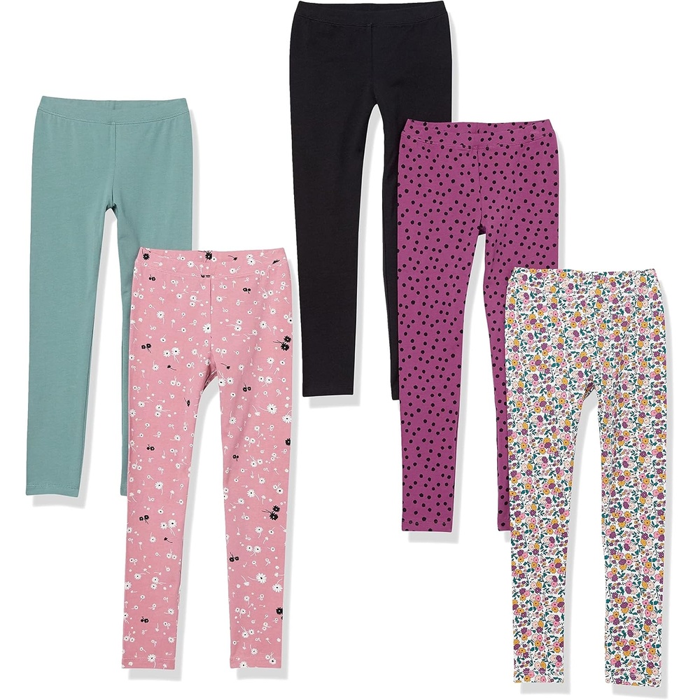 image:imageAmazon Essentials Girls Cotton Stretch Leggings Multipacks5pack Multi Ditsy Floral