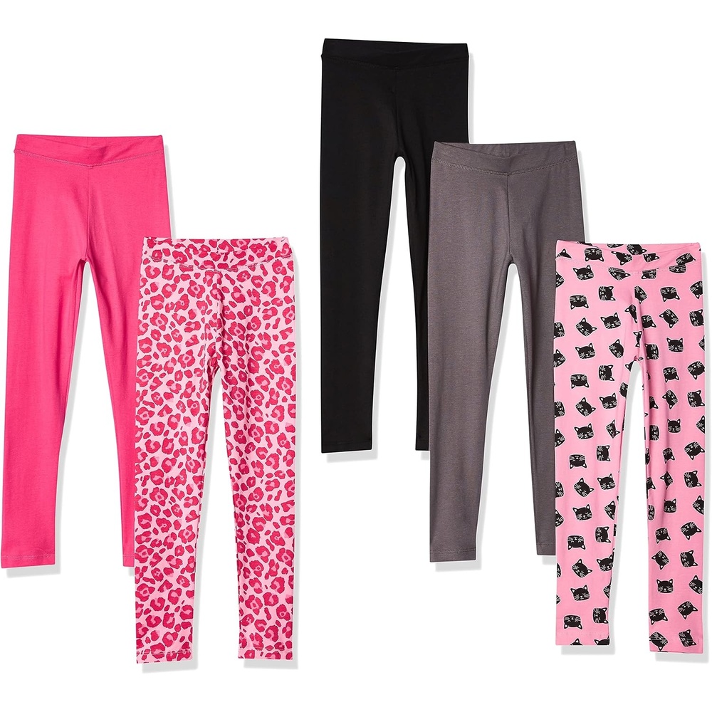 image:imageAmazon Essentials Girls Cotton Stretch Leggings Multipacks5pack Pink Cat