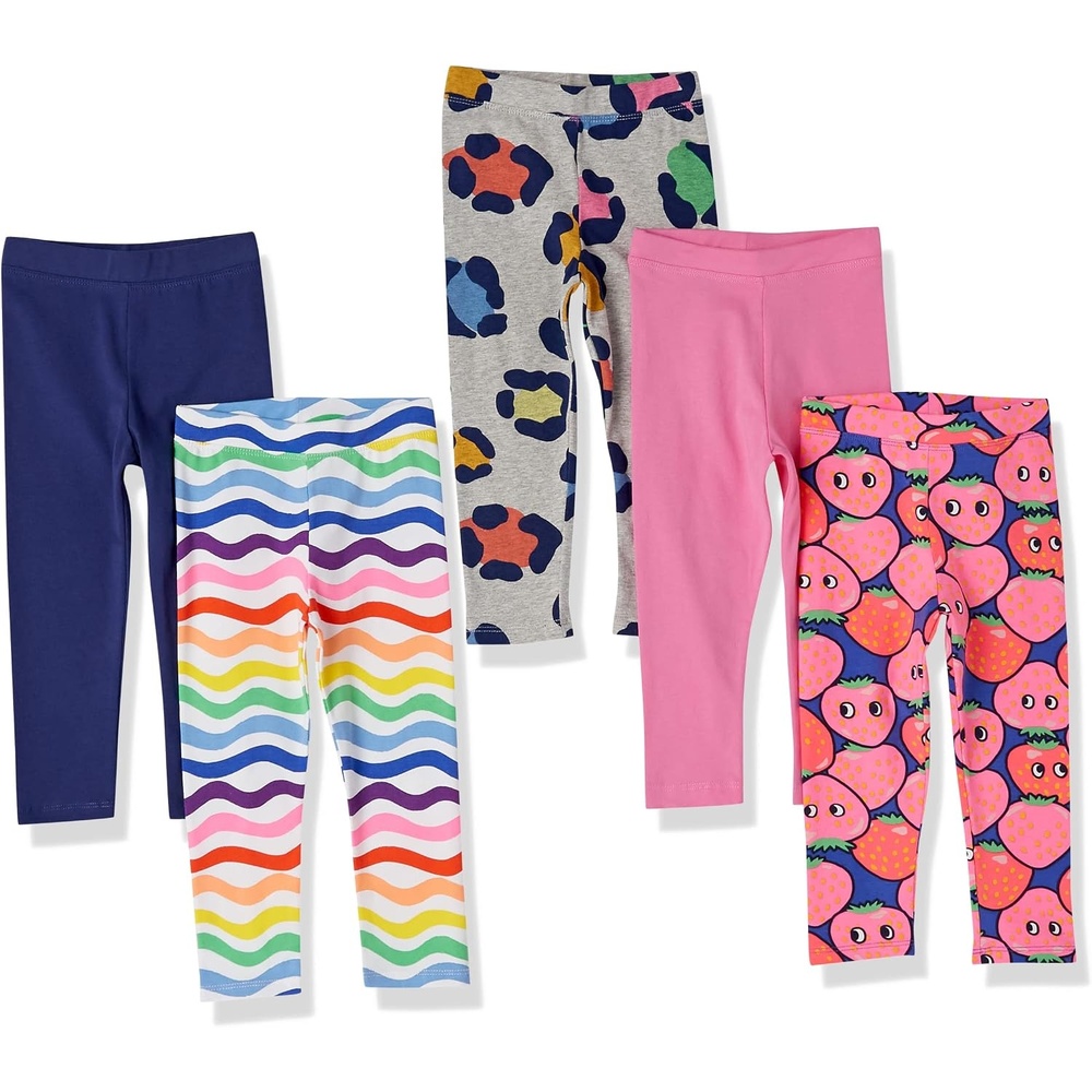 image:imageAmazon Essentials Girls Cotton Stretch Leggings Multipacks5pack Rainbow Berries