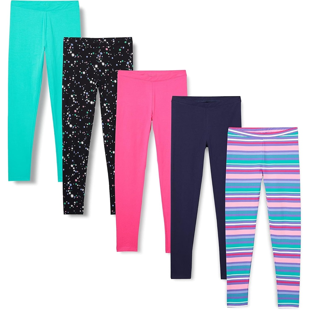 image:imageAmazon Essentials Girls Cotton Stretch Leggings Multipacks5pack Starburst