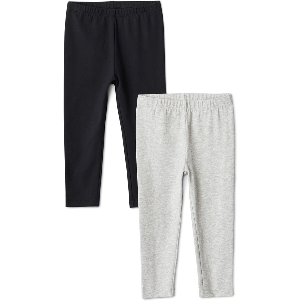image:imageAmazon Essentials Girls Cotton Stretch Leggings MultipacksBlackHeather Grey
