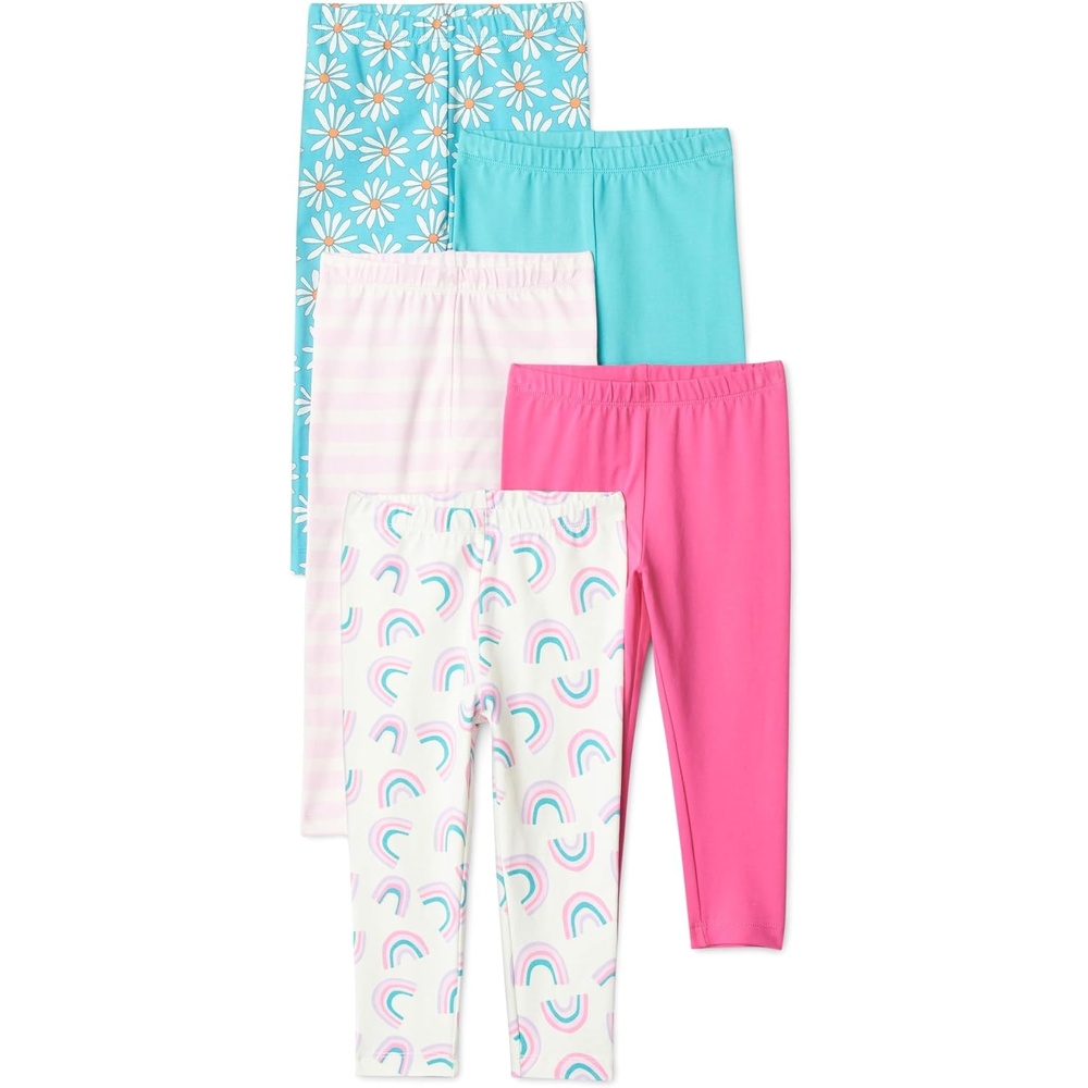 image:imageAmazon Essentials Girls Cotton Stretch Leggings MultipacksBrightsDaisiesRainbows