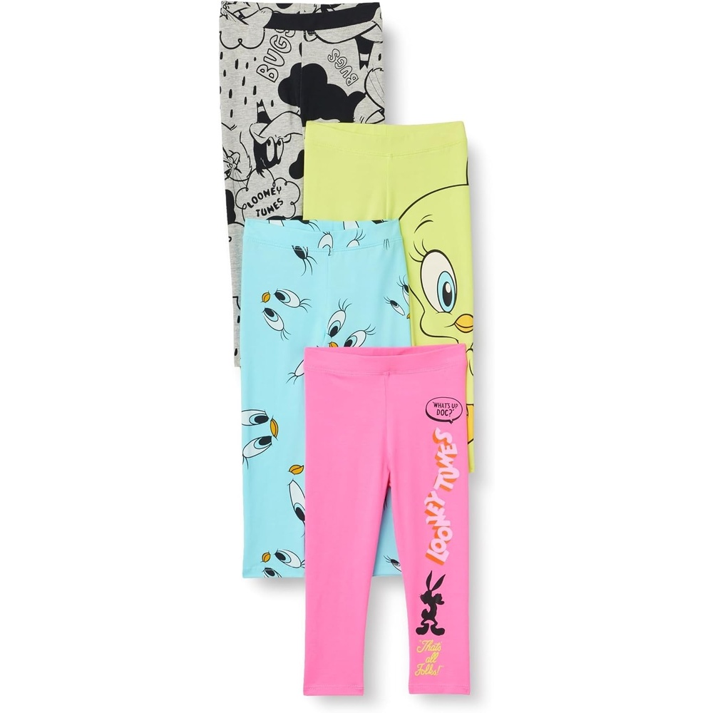 image:imageAmazon Essentials Girls Cotton Stretch Leggings MultipacksTweety and Friends