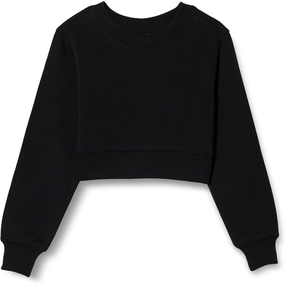image:imageAmazon Essentials Girls Lightweight Fleece Cropped SweatshirtBlack