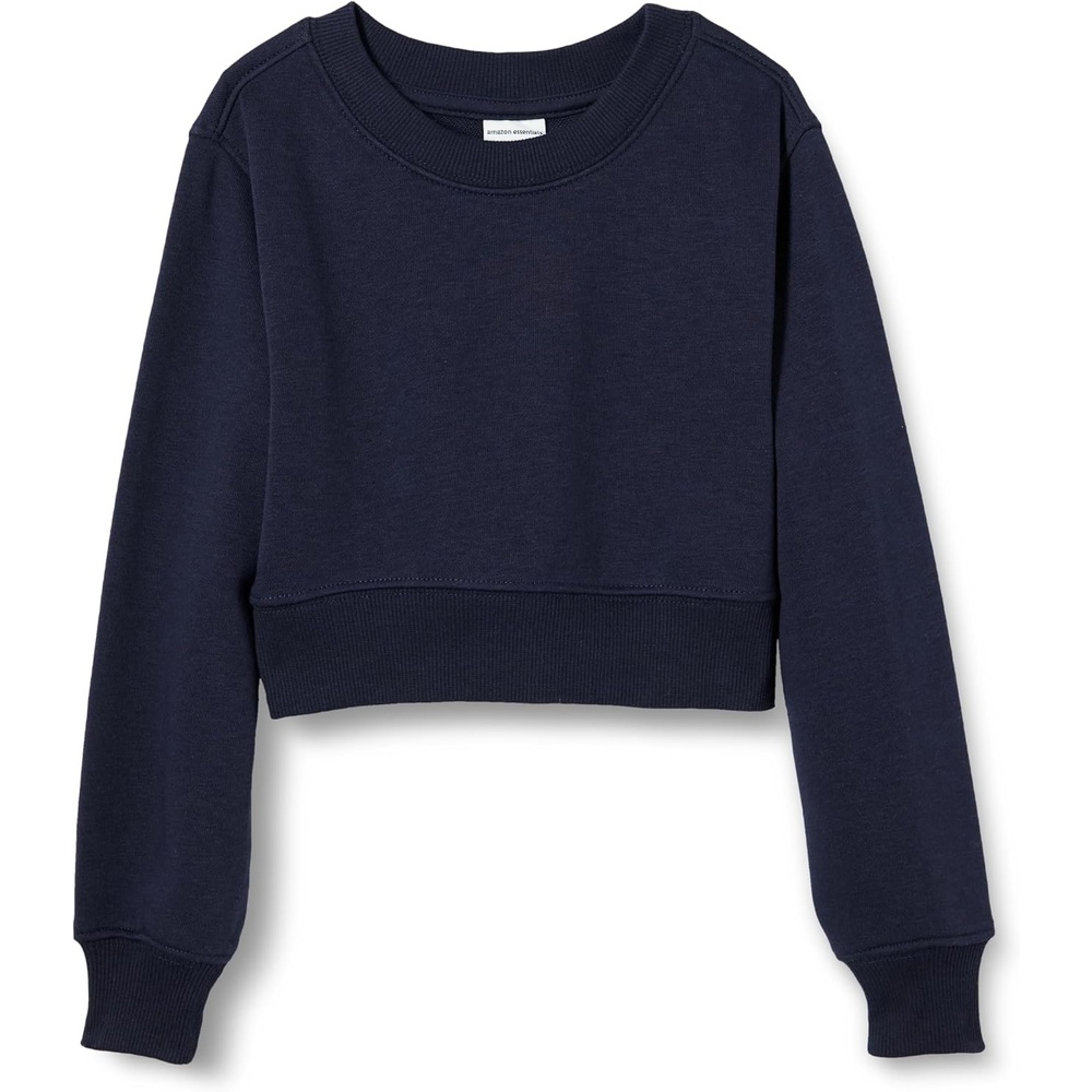 image:imageAmazon Essentials Girls Lightweight Fleece Cropped SweatshirtNavy