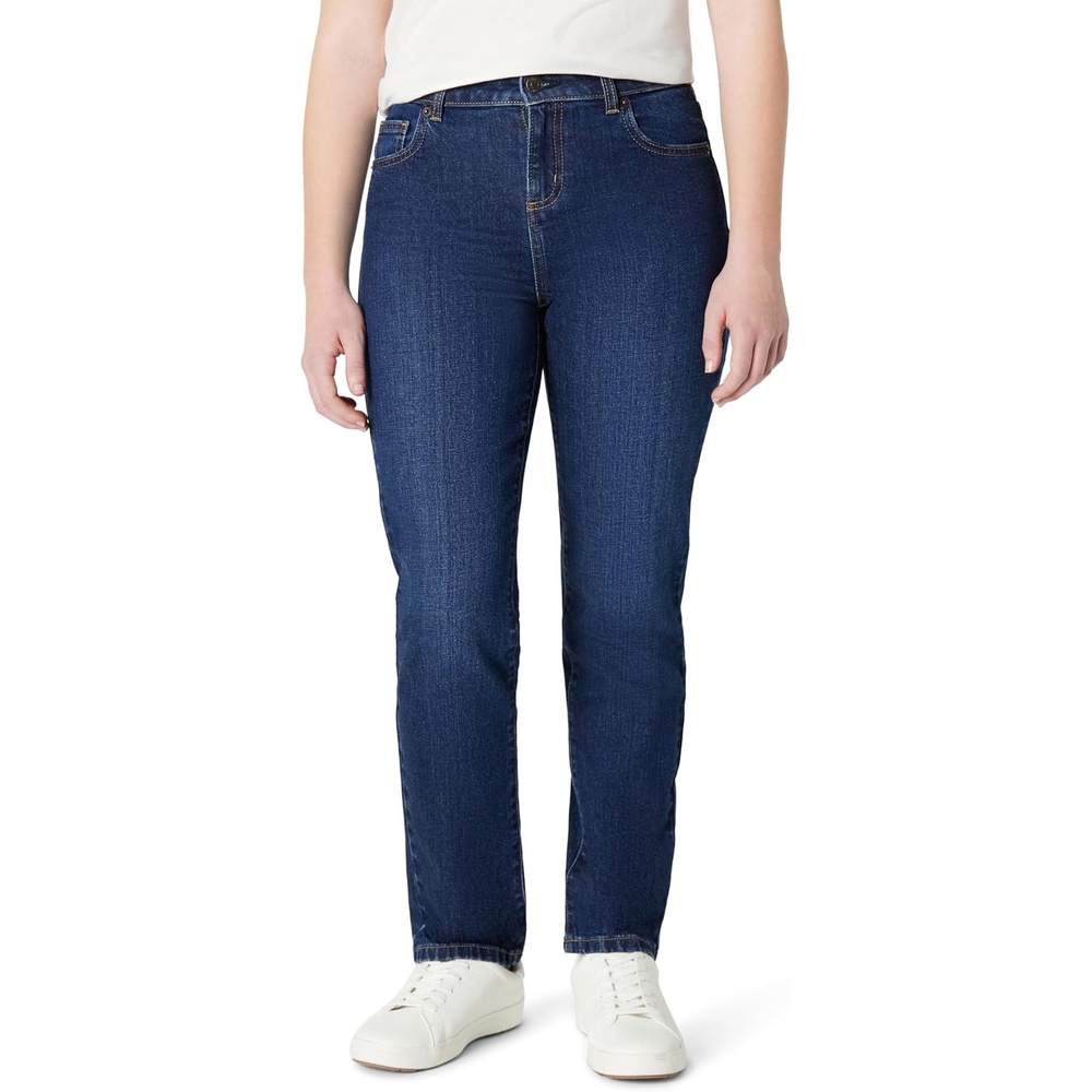 image:imageAmazon Essentials Girls Medium Stretch MidRise StraightFit JeansDark Shadow Wash