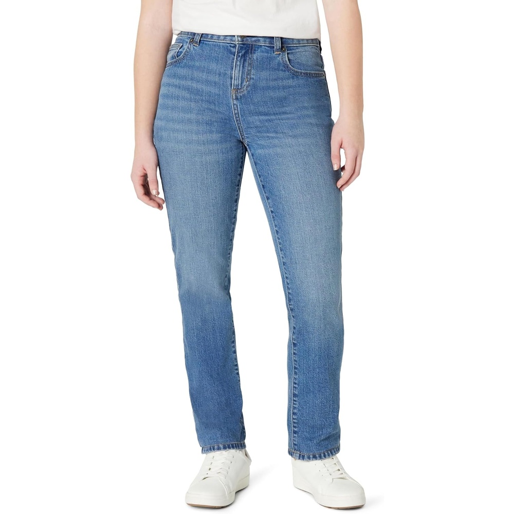 image:imageAmazon Essentials Girls Medium Stretch MidRise StraightFit JeansMedium Blue Vintage